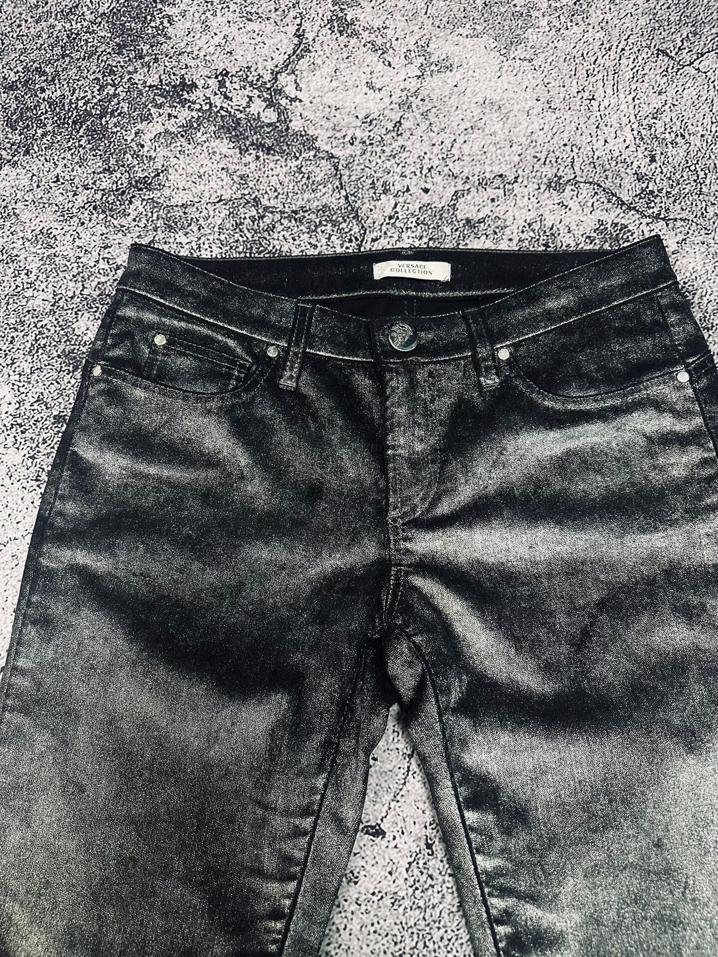 Versace Balmain Coated Silver Jeans Size US 36 / EU 52 - 2 Thumbnail