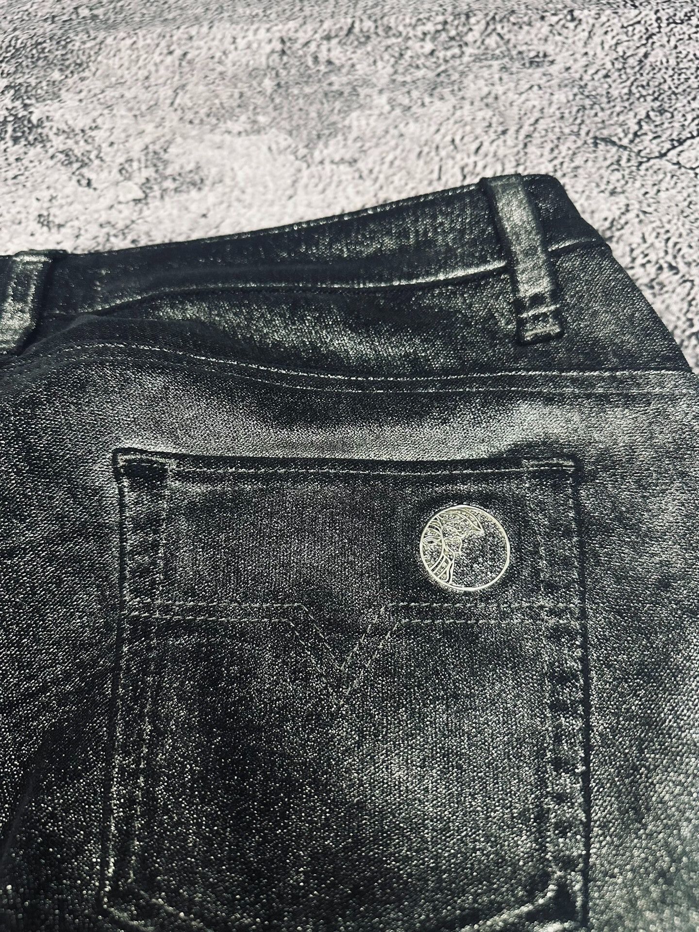 Versace Balmain Coated Silver Jeans Size US 36 / EU 52 - 7 Thumbnail