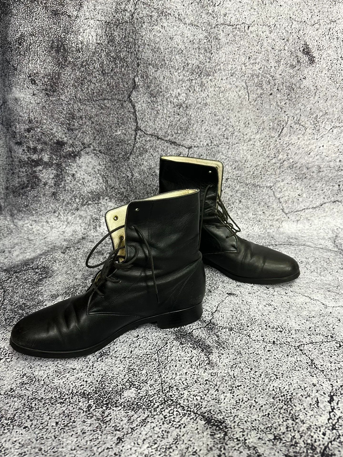 Yohji Yamamoto Black Leather Ankle Military Boots Size US 5.5 / EU 38 - 2 Thumbnail