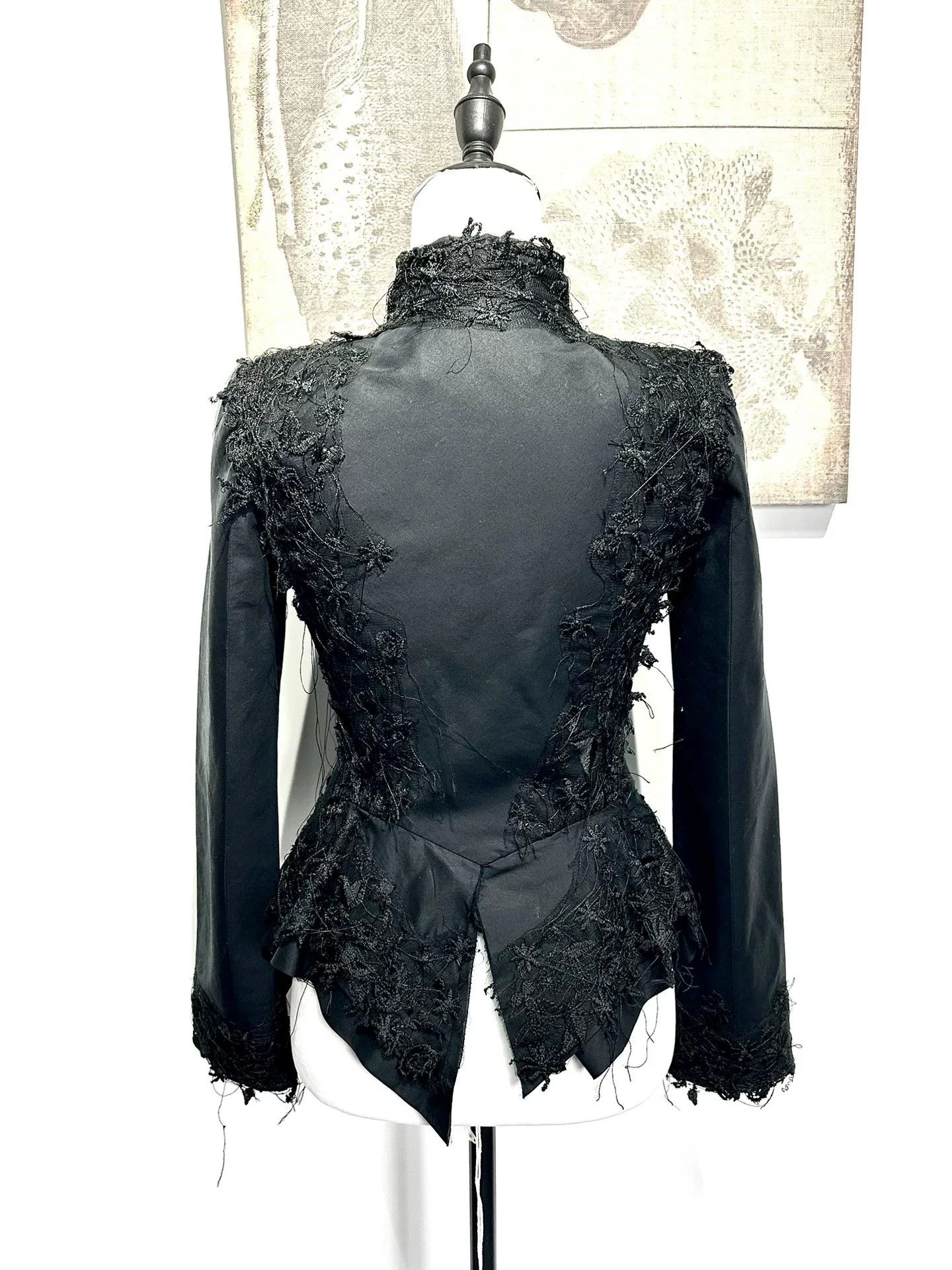 Ermanno Scervino Black Lace Embroidered Tailcoat Jacket Size S / US 4 / IT 40 - 2 Thumbnail