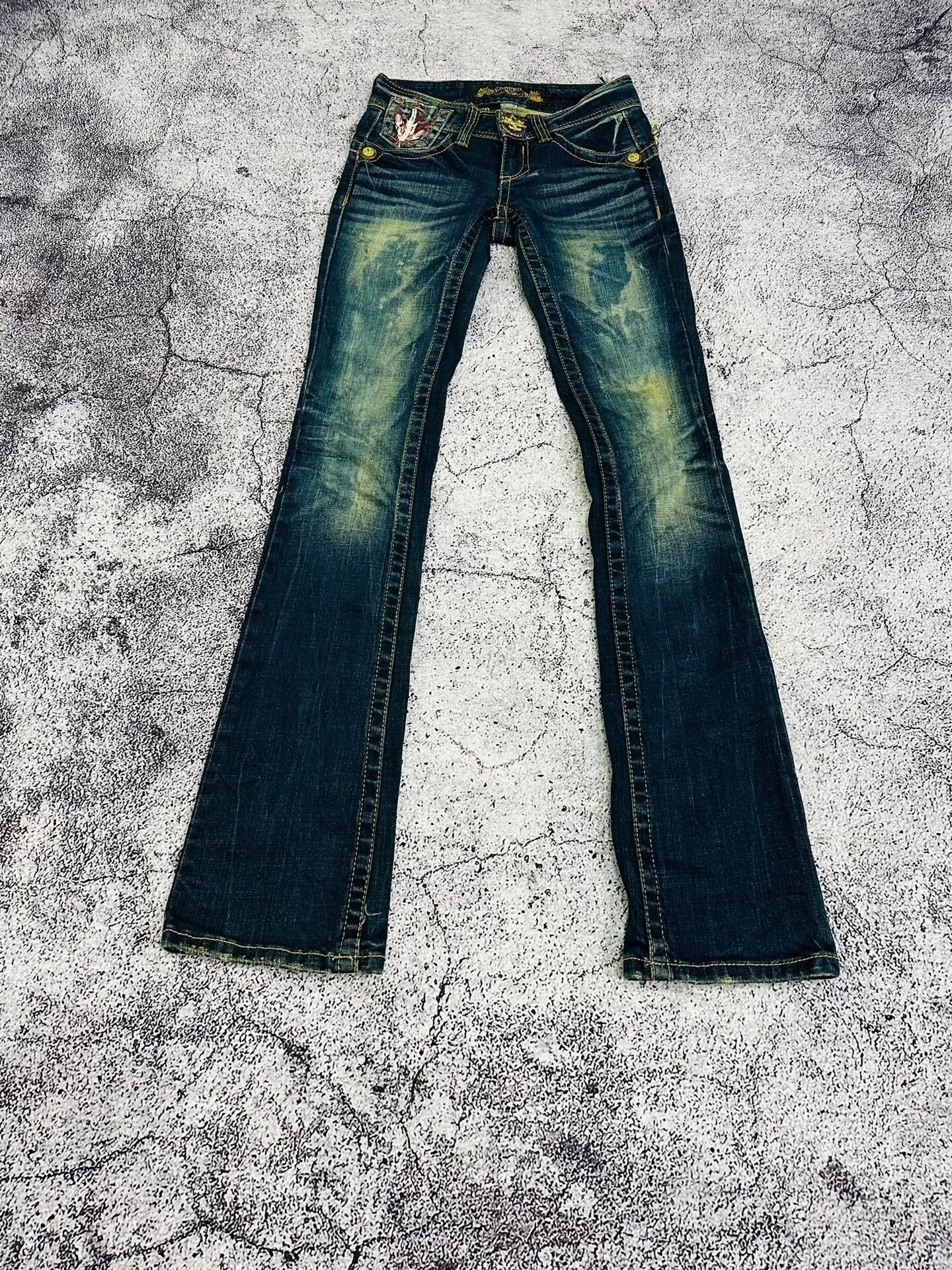 Rock Revival Distressed Denim Pants with Embroidery Details Size 24" / US 00 / IT 34 - 3 Thumbnail