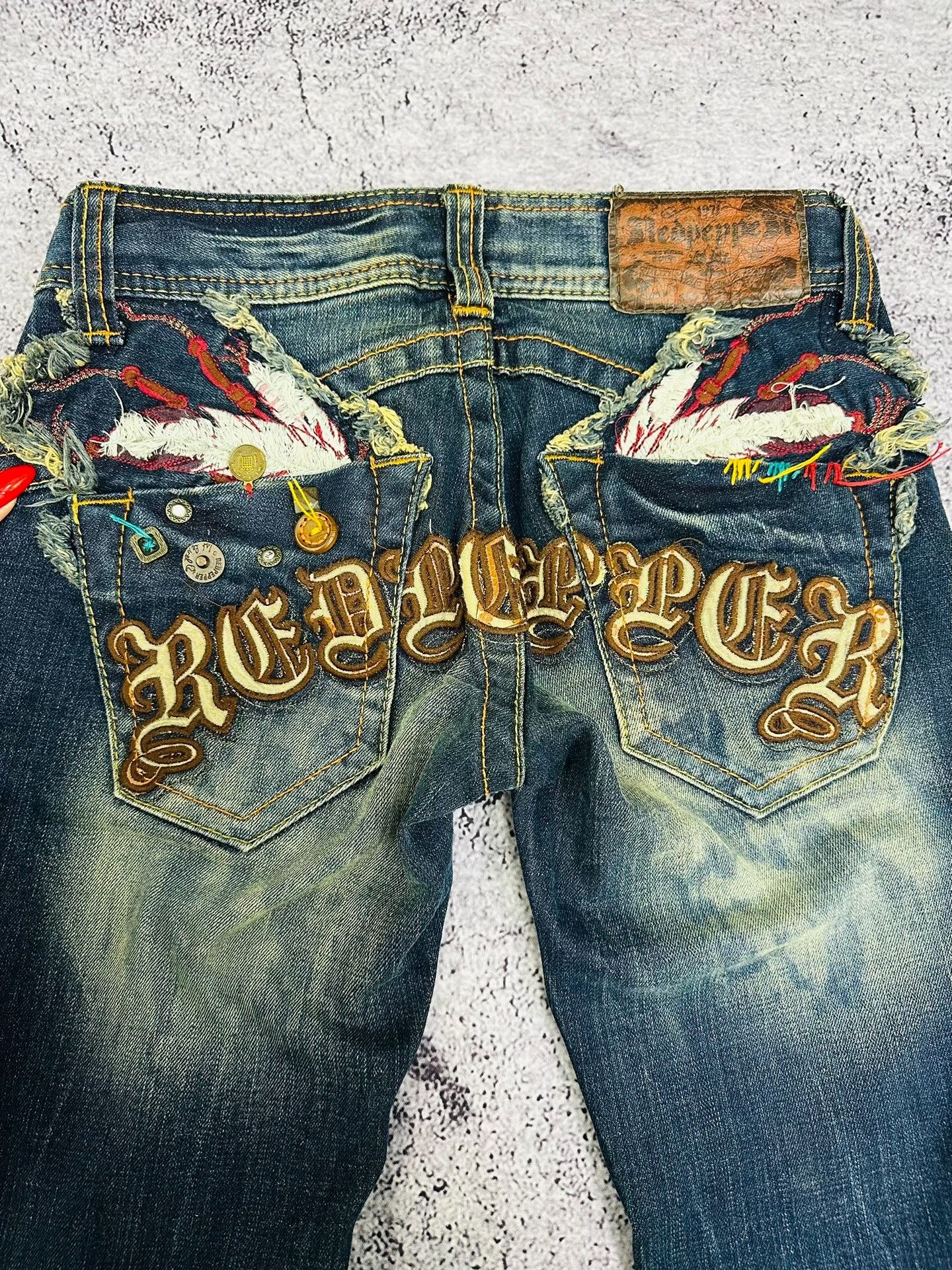 Rock Revival Distressed Denim Pants with Embroidery Details Size 24" / US 00 / IT 34 - 5 Thumbnail