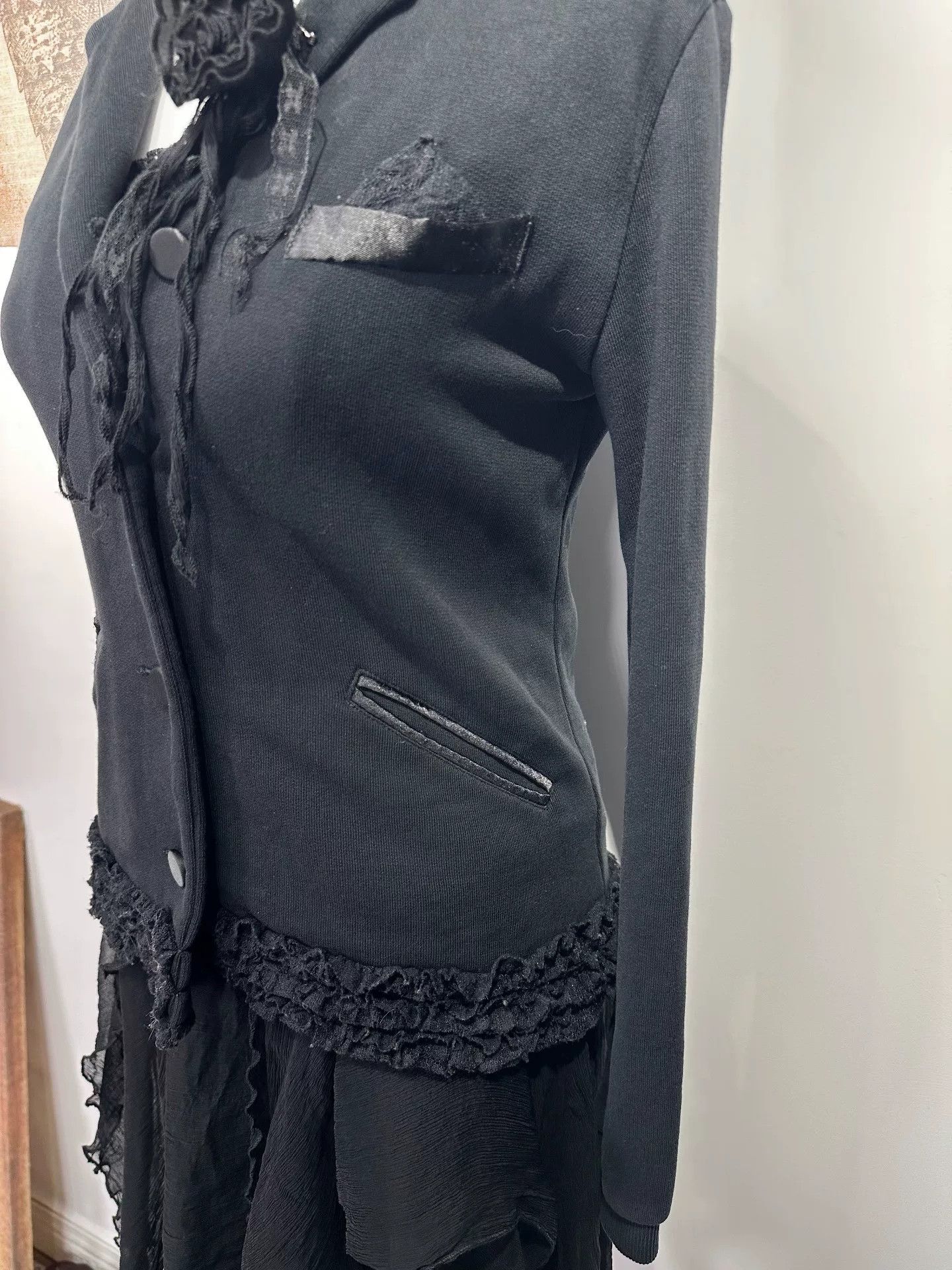 Comme des Garcons Silk Embellished Black Jacket Size M / US 6-8 / IT 42-44 - 5 Thumbnail