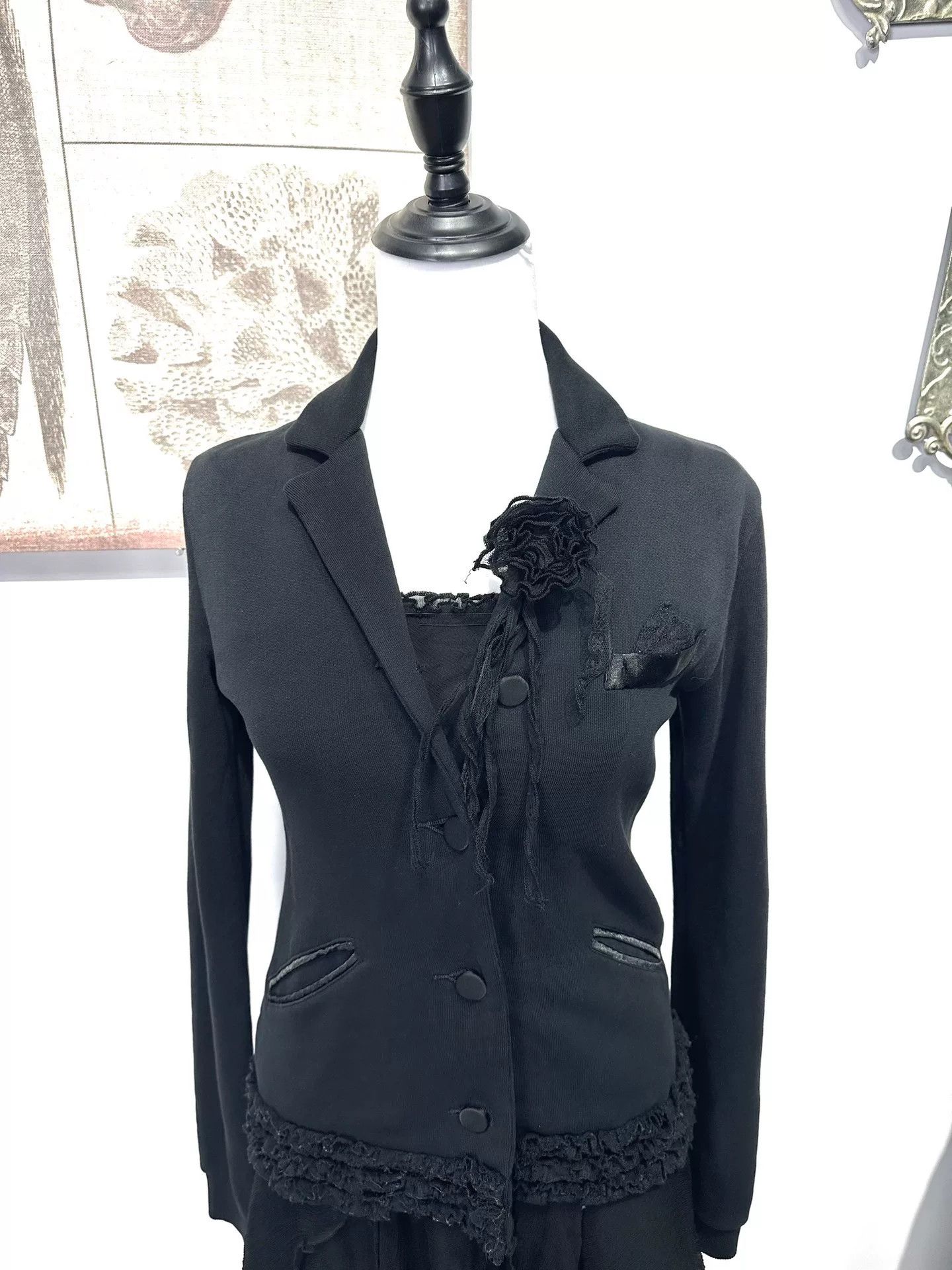 Comme des Garcons Silk Embellished Black Jacket Size M / US 6-8 / IT 42-44 - 4 Thumbnail