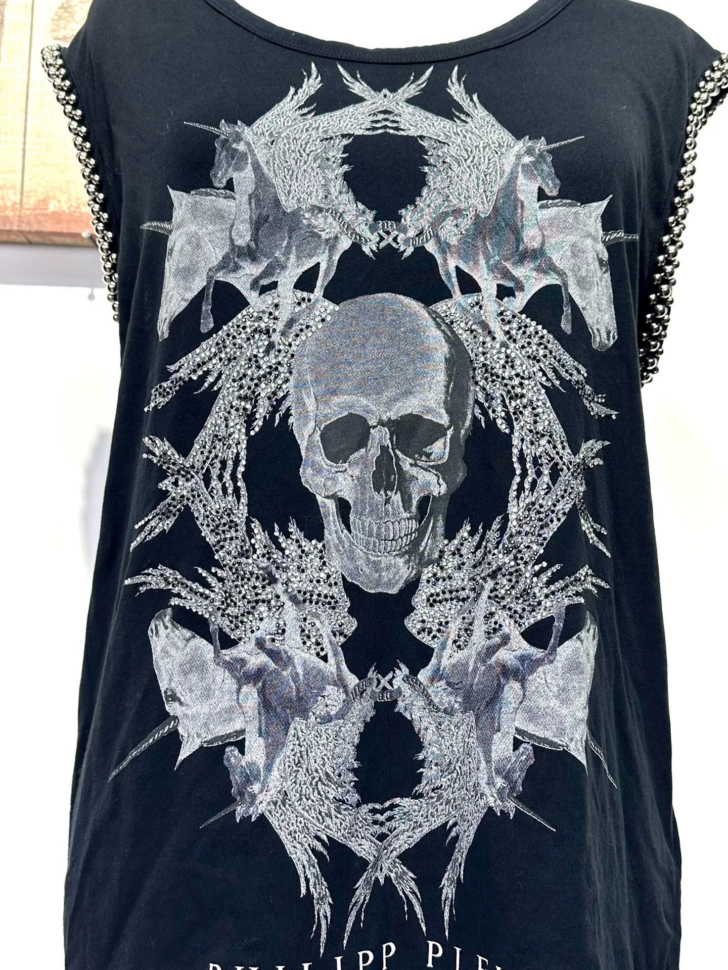 Philipp Plein Swarovski Skull Unicorn Vest Size US M / EU 48-50 / 2 - 2 Thumbnail