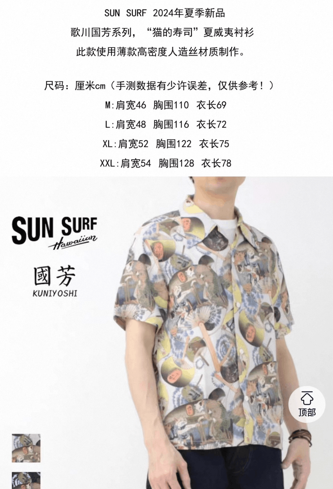 Sun Surf Kuniyoshi Cat Sushi Hawaiian Shirt Size US M / EU 48-50 / 2 - 4 Thumbnail