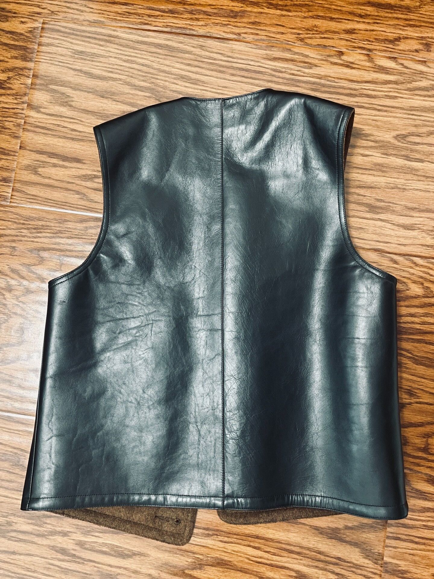 Freewheelers Bourn Black Leather Vest with Wool Lining Size US M / EU 48-50 / 2 - 5 Thumbnail