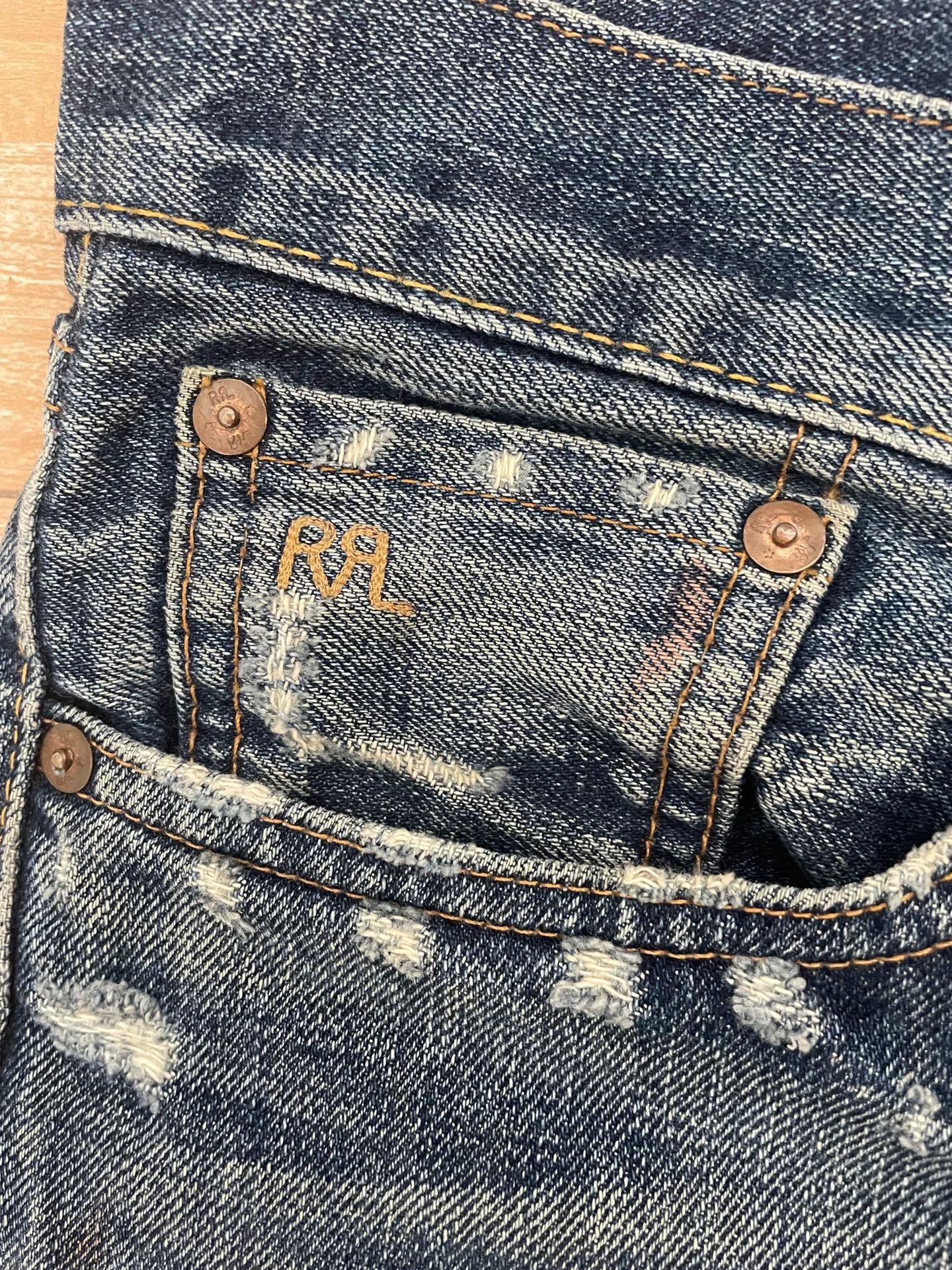 RRL Ralph Lauren Double RL Distressed Denim Jeans Size 29/30 Size US 29 - 5 Thumbnail