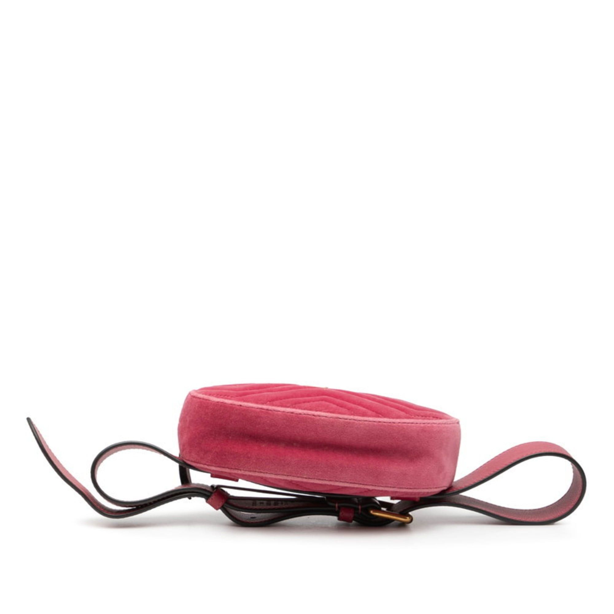 Gucci Gucci GG Marmont Quilted Body Bag/Waist Bag 476434 Pink Velvet Women's GUCCI Size ONE SIZE - 3 Thumbnail