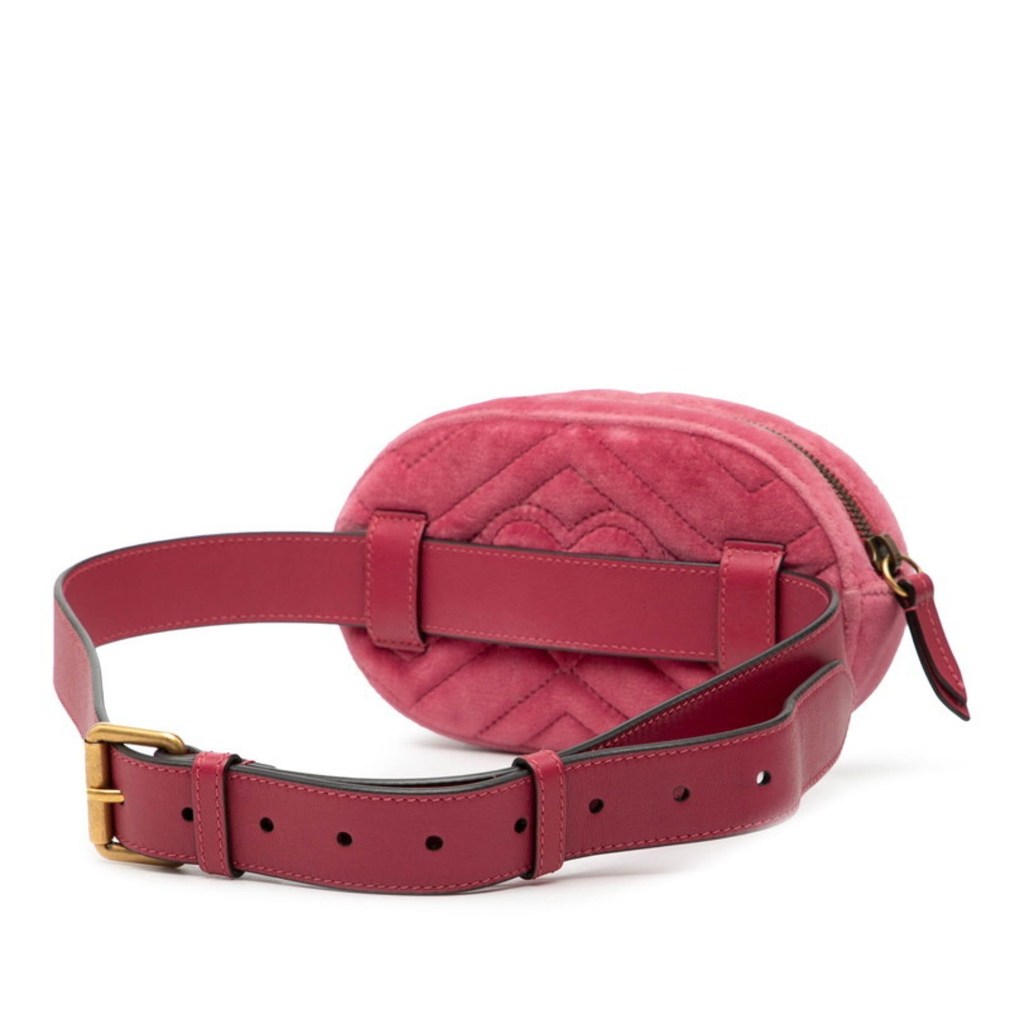 Gucci Gucci GG Marmont Quilted Body Bag/Waist Bag 476434 Pink Velvet Women's GUCCI Size ONE SIZE - 2 Thumbnail
