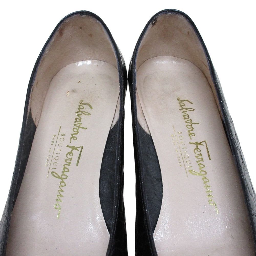 Salvatore Ferragamo Salvatore Ferragamo Salvatore Ferragamo Vara Ribbon Croco Embossed Leather Pumps Leather Shoes DUTY FREE for USA Size ONE SIZE - 5 Thumbnail