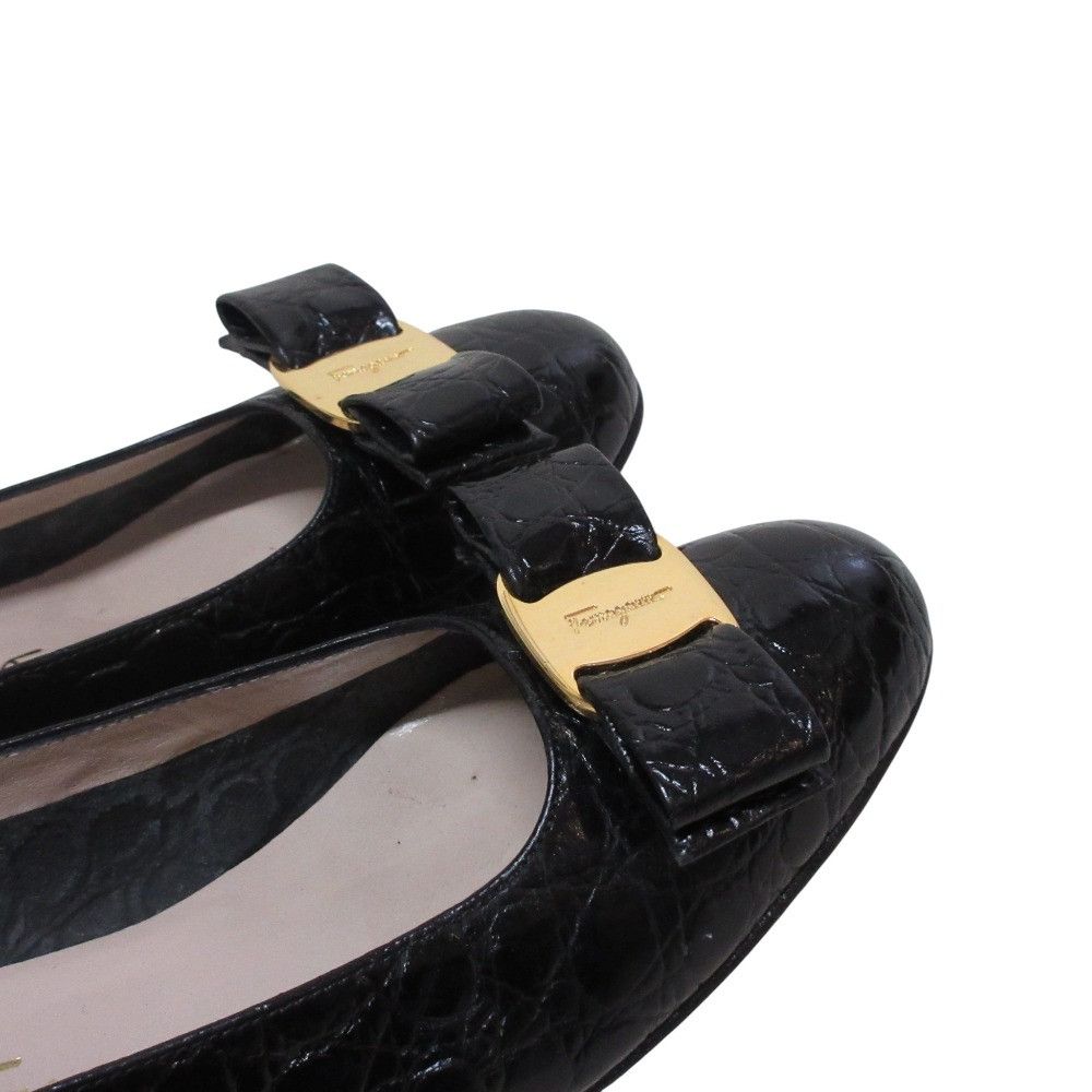Salvatore Ferragamo Salvatore Ferragamo Salvatore Ferragamo Vara Ribbon Croco Embossed Leather Pumps Leather Shoes DUTY FREE for USA Size ONE SIZE - 6 Thumbnail