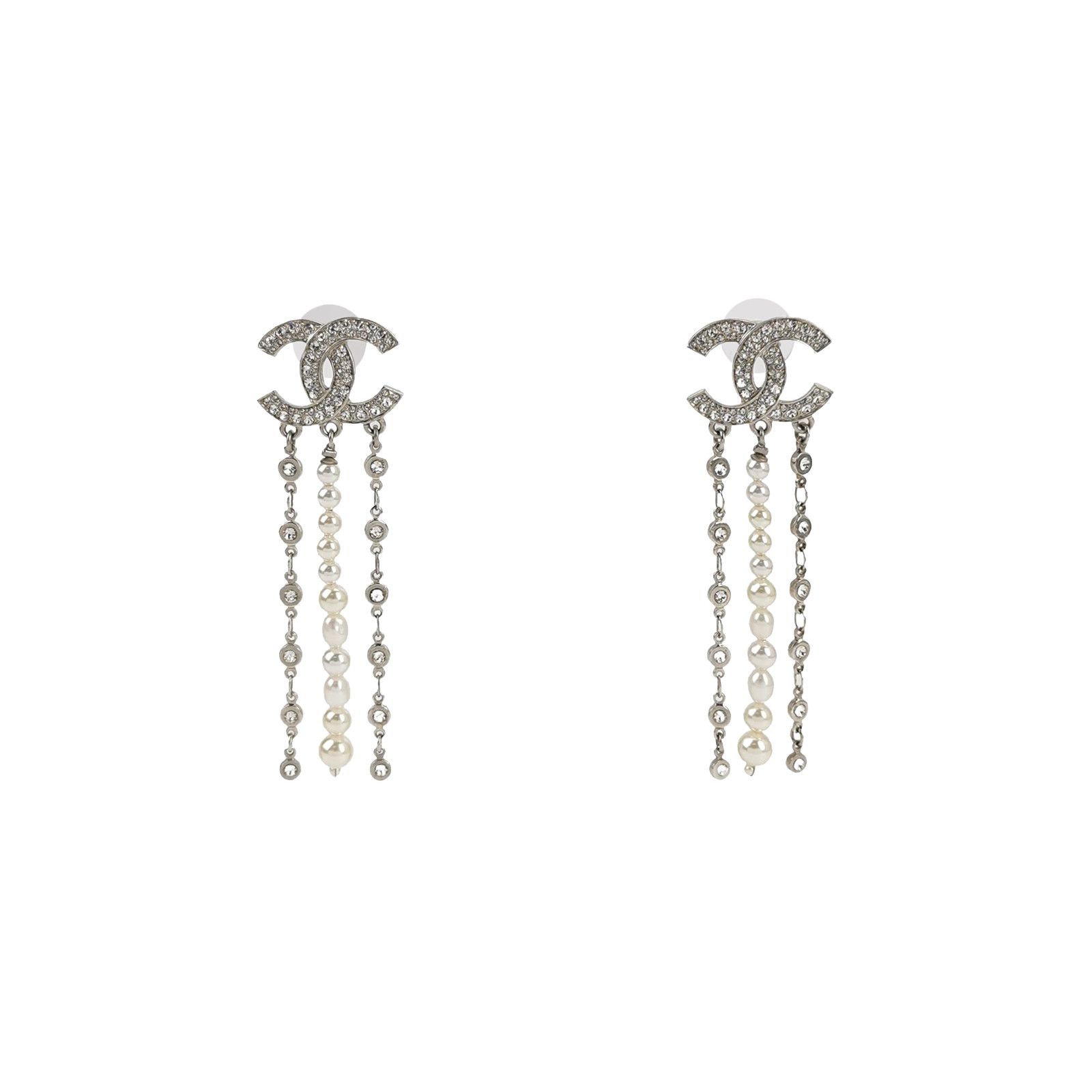 Chanel Chanel Crystal Pearl Double C Drop Earrings Size ONE SIZE - 2 Thumbnail