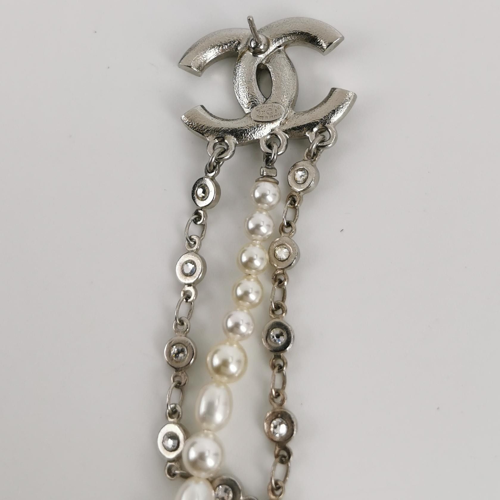 Chanel Chanel Crystal Pearl Double C Drop Earrings Size ONE SIZE - 8 Thumbnail