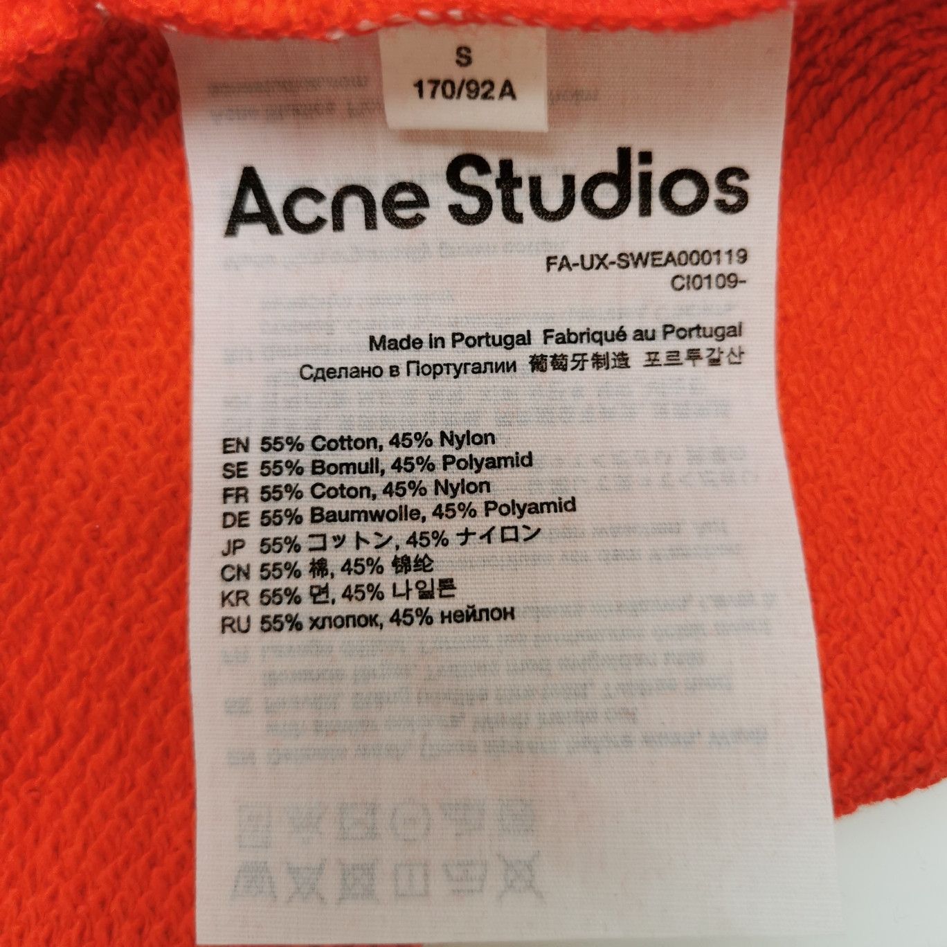 Acne Studios Acne Studios S Cotton Multi-Color Hooded Sweatshirt Size S / US 4 / IT 40 - 14 Thumbnail