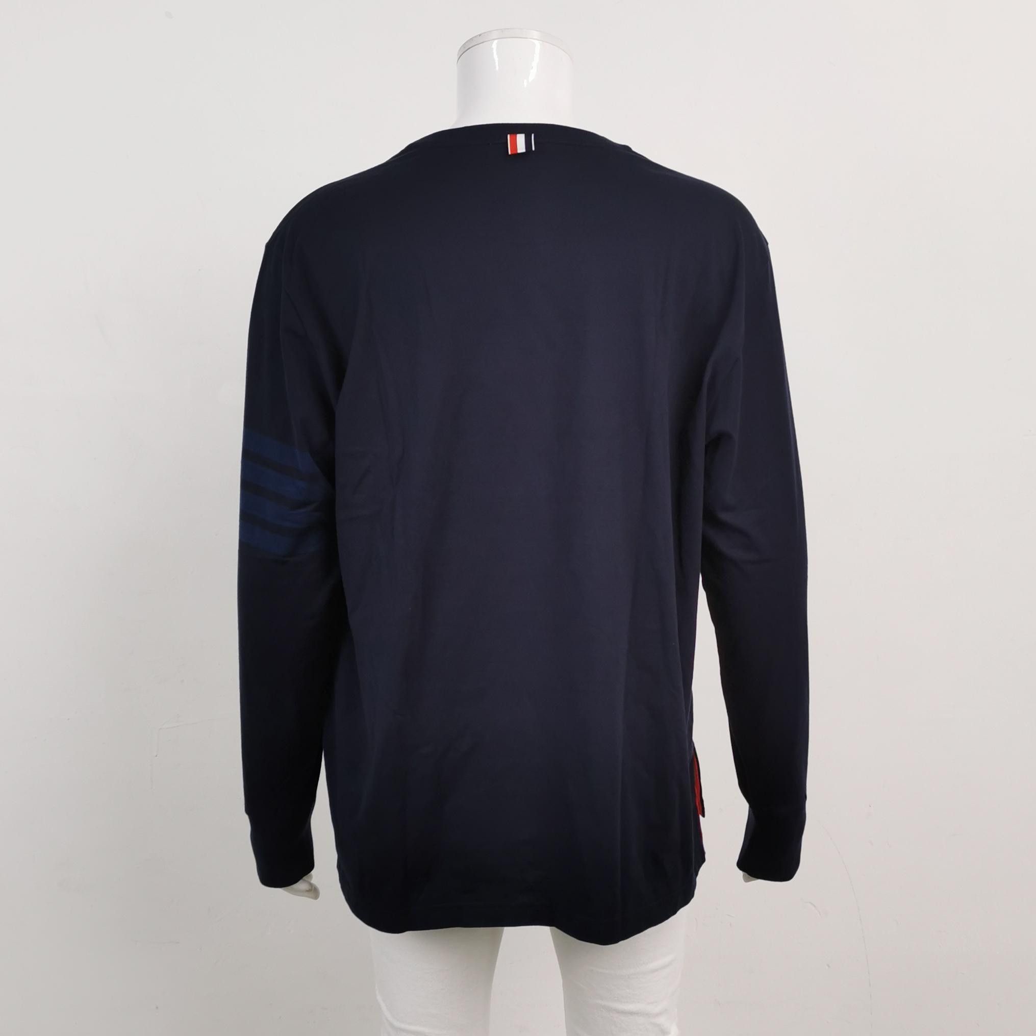 Thom Browne Navy Long-Sleeve Shirt with Striped Sleeves Size US L / EU 52-54 / 3 - 3 Thumbnail