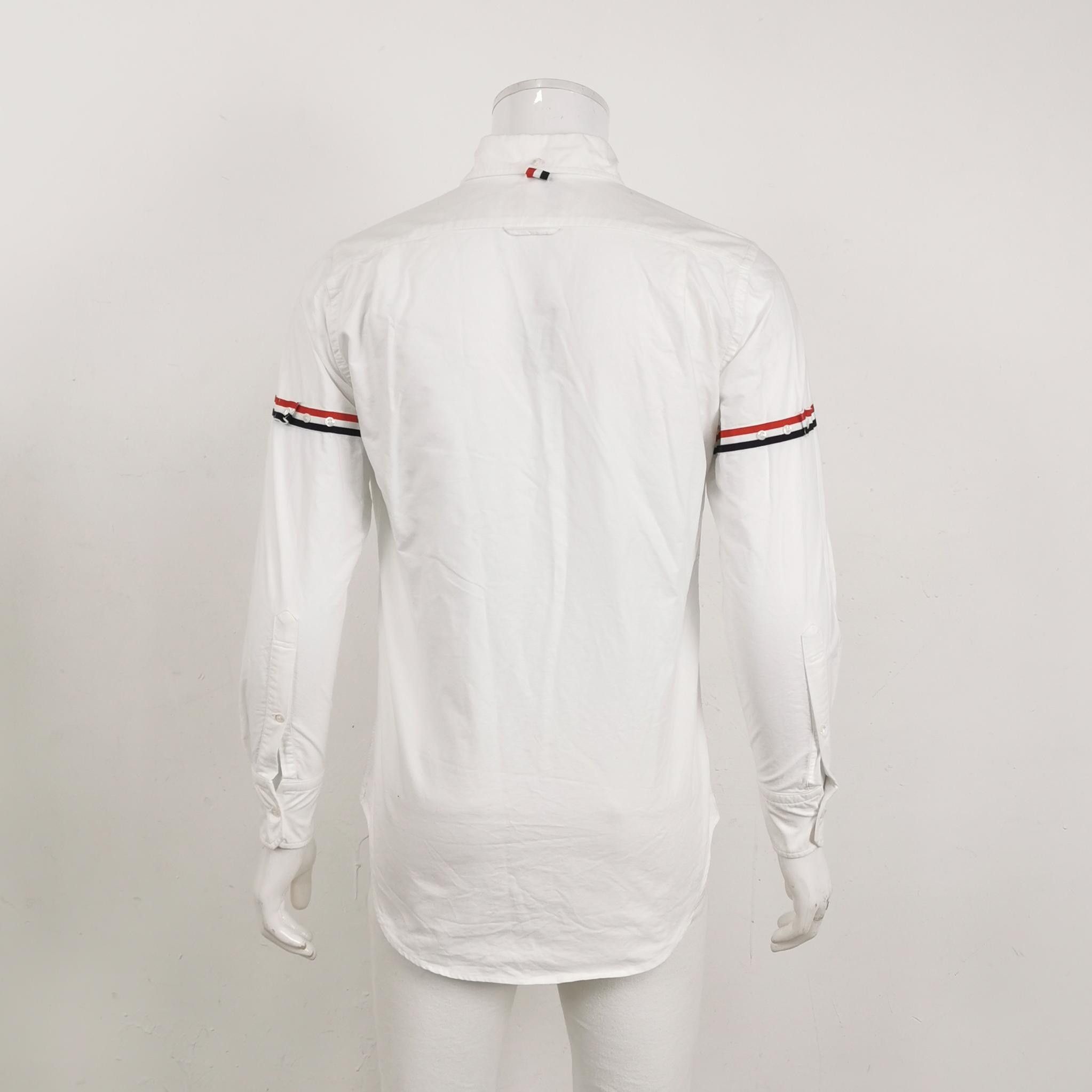 Thom Browne Thom Browne White Striped Sleeve Button-Up Shirt S Size US M / EU 48-50 / 2 - 3 Thumbnail
