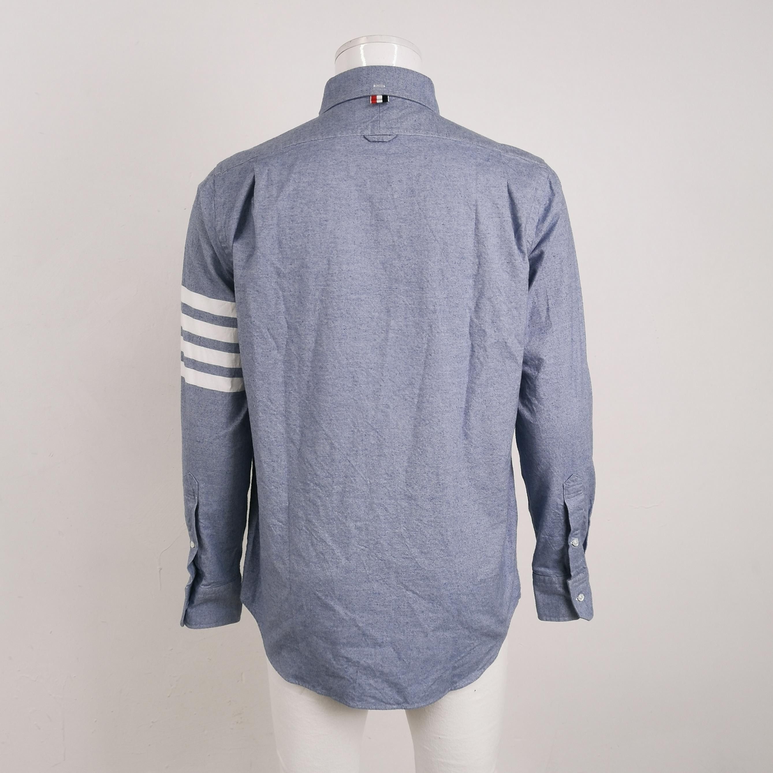 Thom Browne Thom Browne Blue Stripe Cotton Long-Sleeve Shirt Size US L / EU 52-54 / 3 - 4 Thumbnail