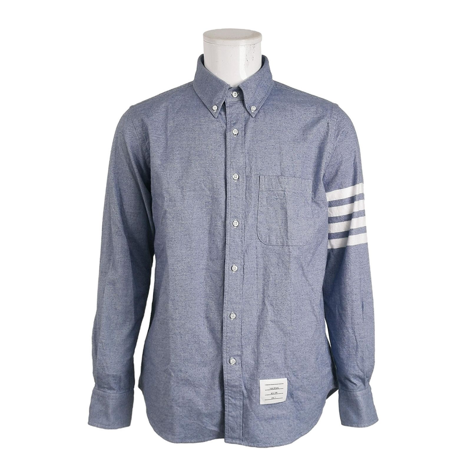 Thom Browne Thom Browne Blue Stripe Cotton Long-Sleeve Shirt Size US L / EU 52-54 / 3 - 2 Thumbnail