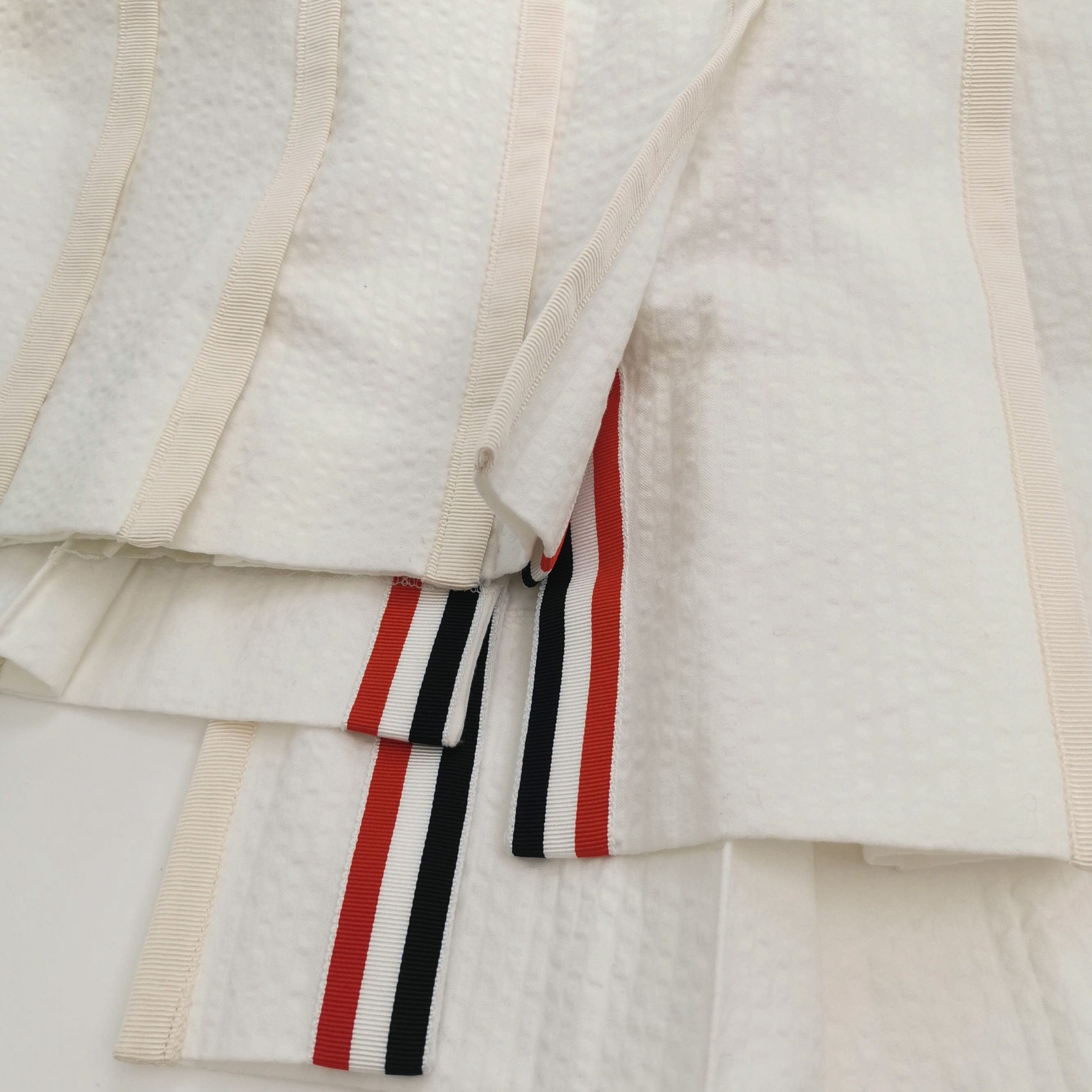 Thom Browne Thom Browne White Pleated Stripe Hem Skirt Size 42" / US 20 - 6 Thumbnail