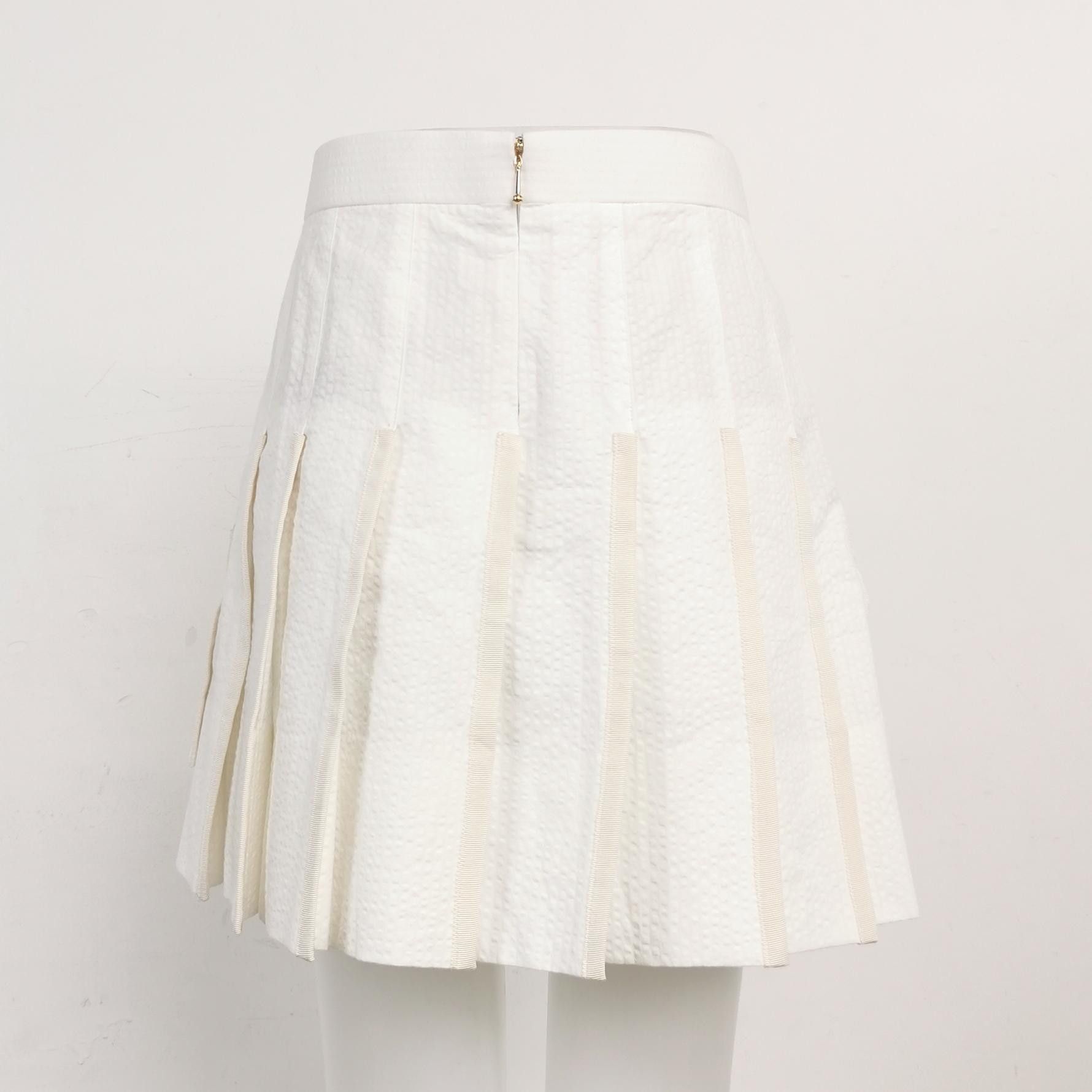 Thom Browne Thom Browne White Pleated Stripe Hem Skirt Size 42" / US 20 - 3 Thumbnail