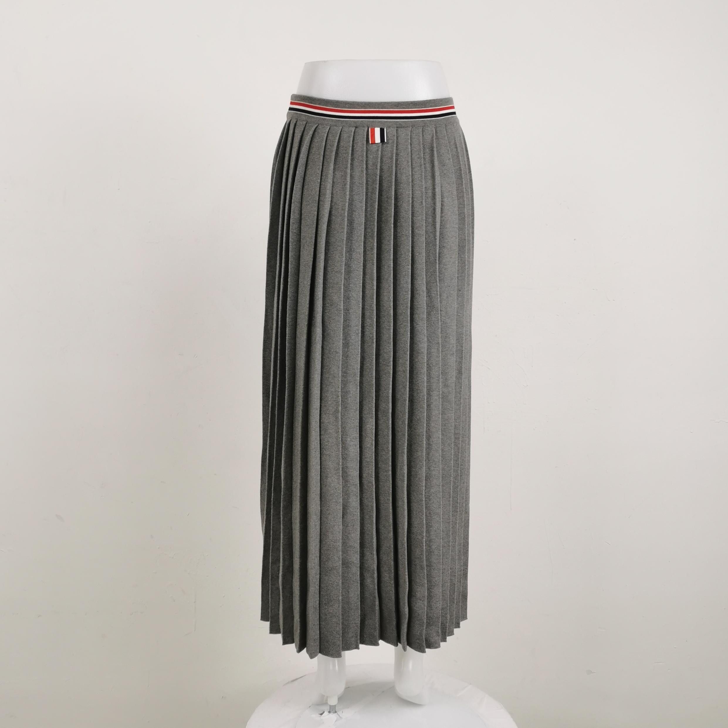 Thom Browne Thom Browne Gray Pleated Striped Cotton Skirt Size 38" / US 16 / IT 52 - 4 Thumbnail