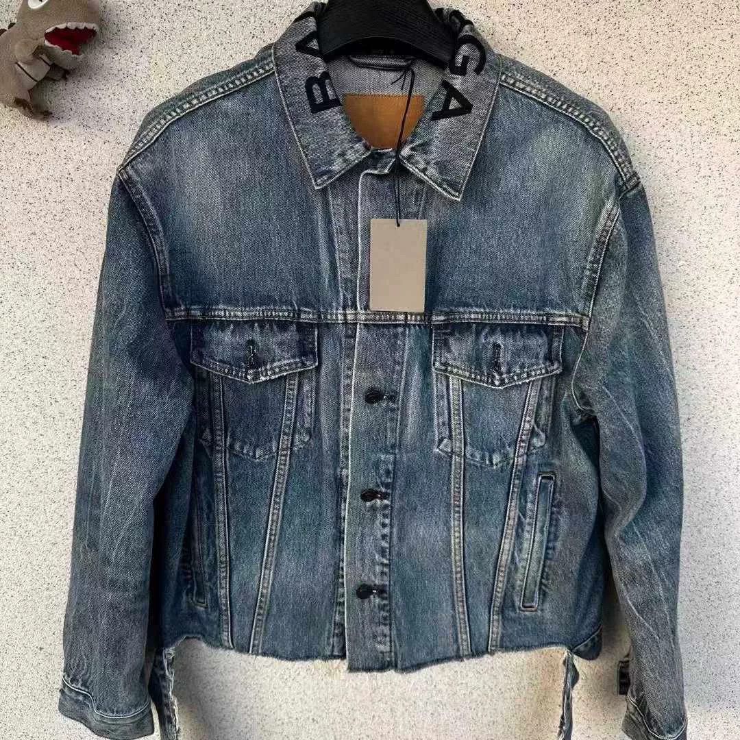 Balenciaga Balenciaga Logo Distressed Hem Denim Jacket Size XXS / US 00 / IT 34 - 3 Thumbnail
