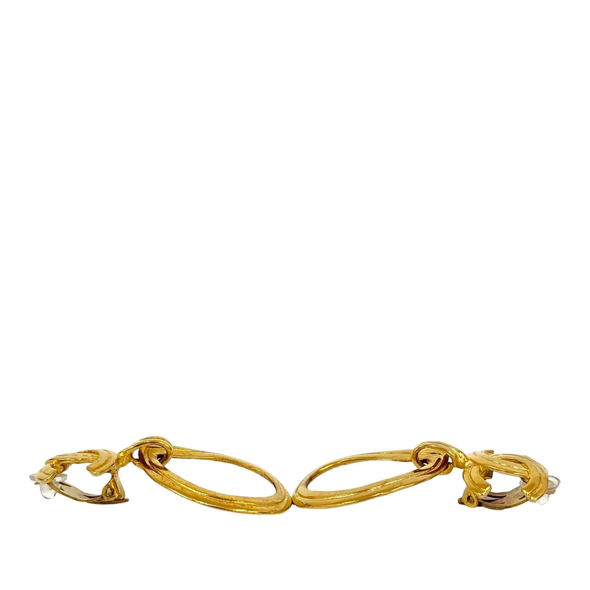 Chanel Chanel CC Gold Plated Loop Drop Clip On Earrings Size ONE SIZE - 4 Thumbnail