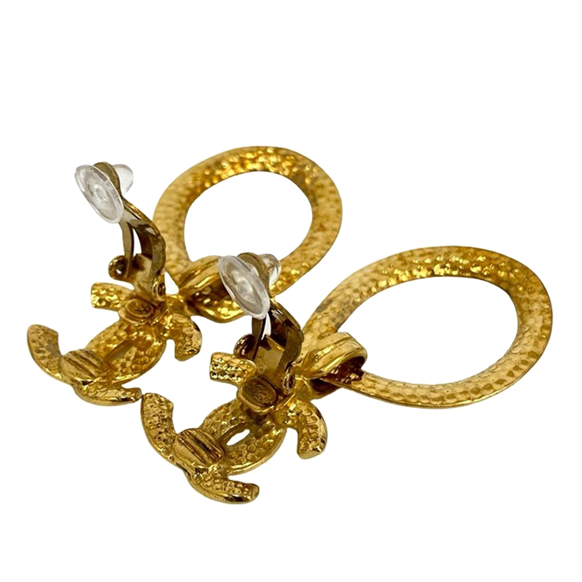 Chanel Chanel CC Gold Plated Loop Drop Clip On Earrings Size ONE SIZE - 3 Thumbnail