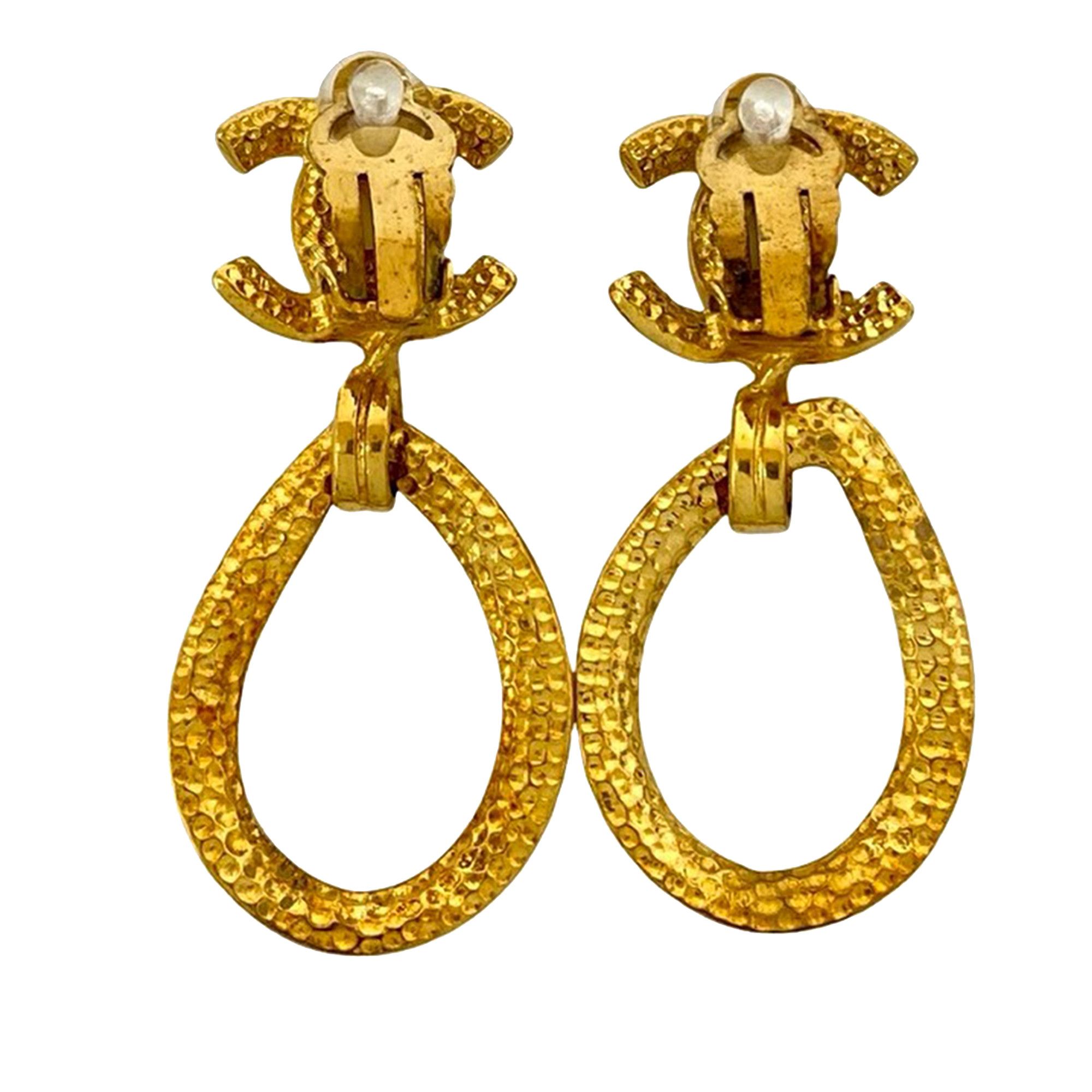Chanel Chanel CC Gold Plated Loop Drop Clip On Earrings Size ONE SIZE - 2 Thumbnail