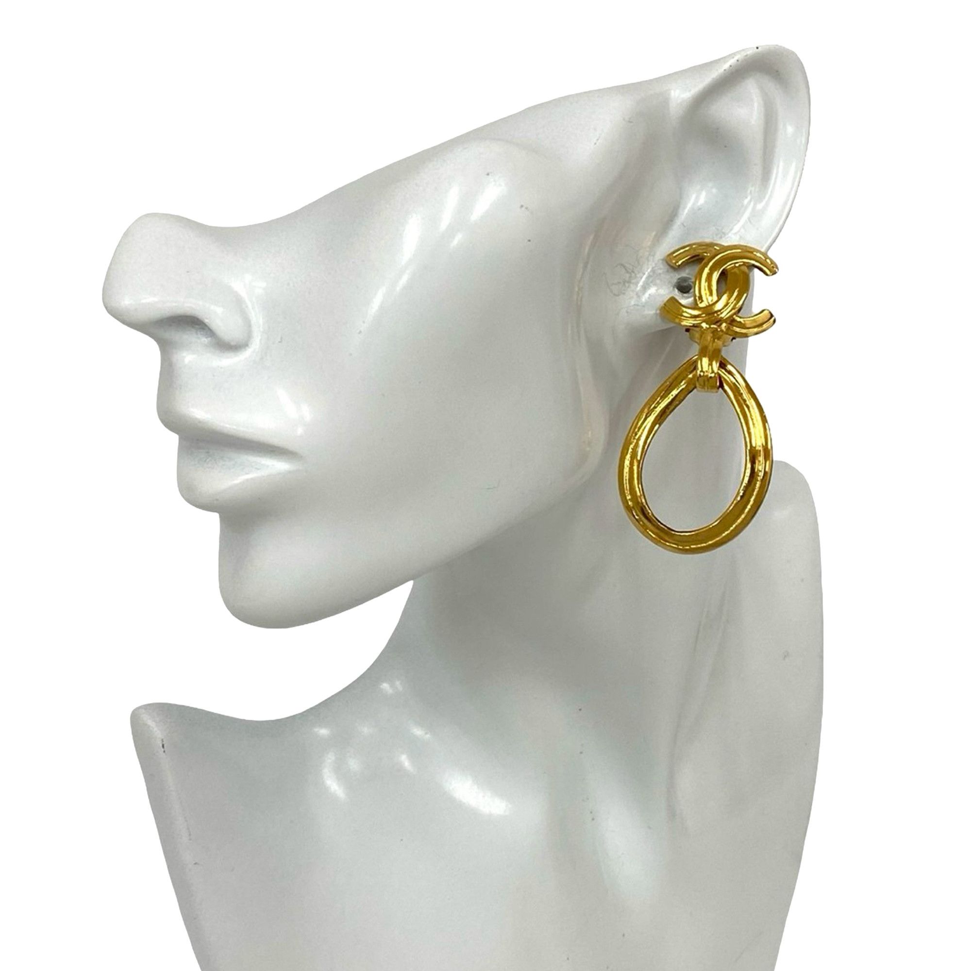 Chanel Chanel CC Gold Plated Loop Drop Clip On Earrings Size ONE SIZE - 6 Thumbnail