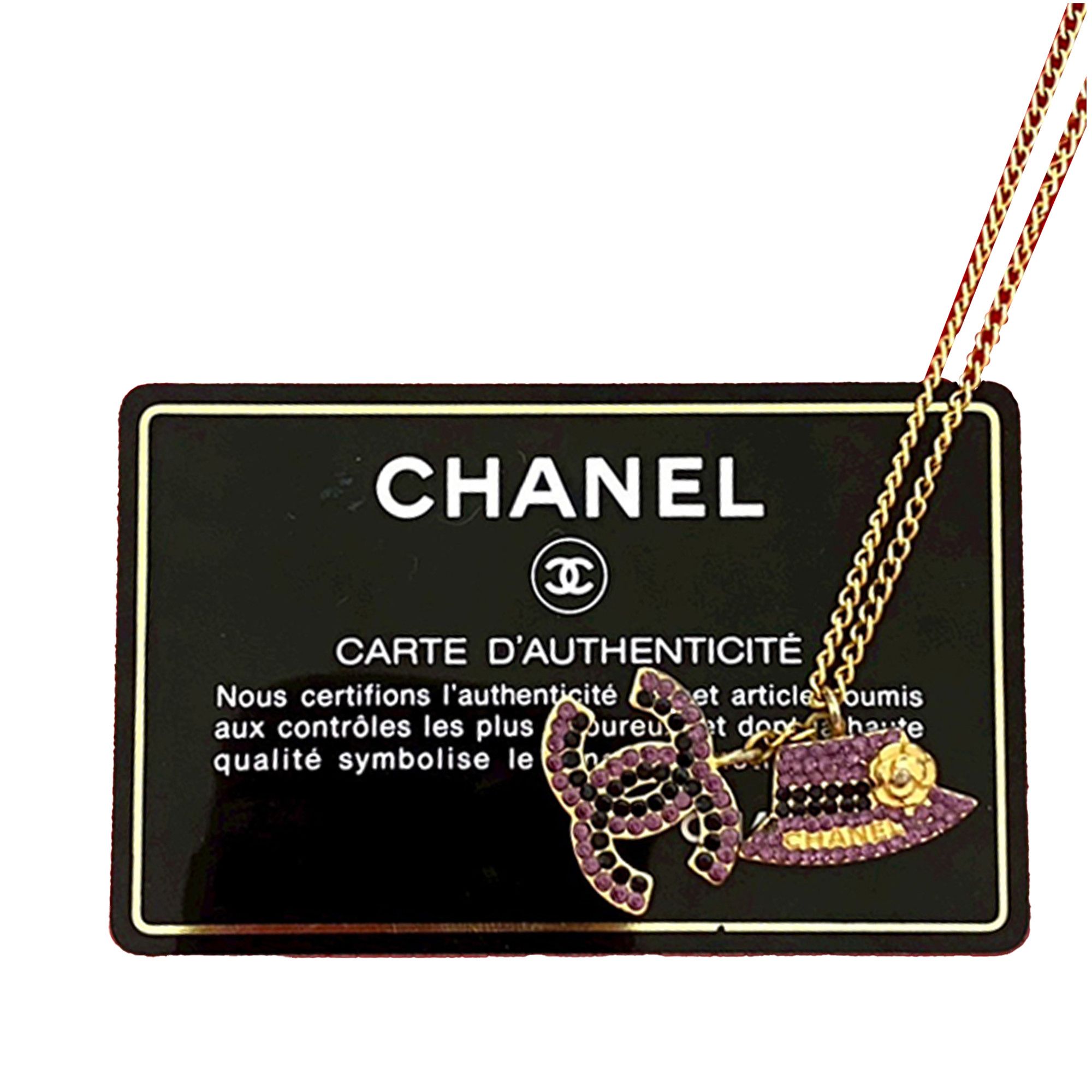 Chanel Chanel Gold Plated Rhinestone CC and Camellia Hat Pendant Necklace Size ONE SIZE - 6 Thumbnail