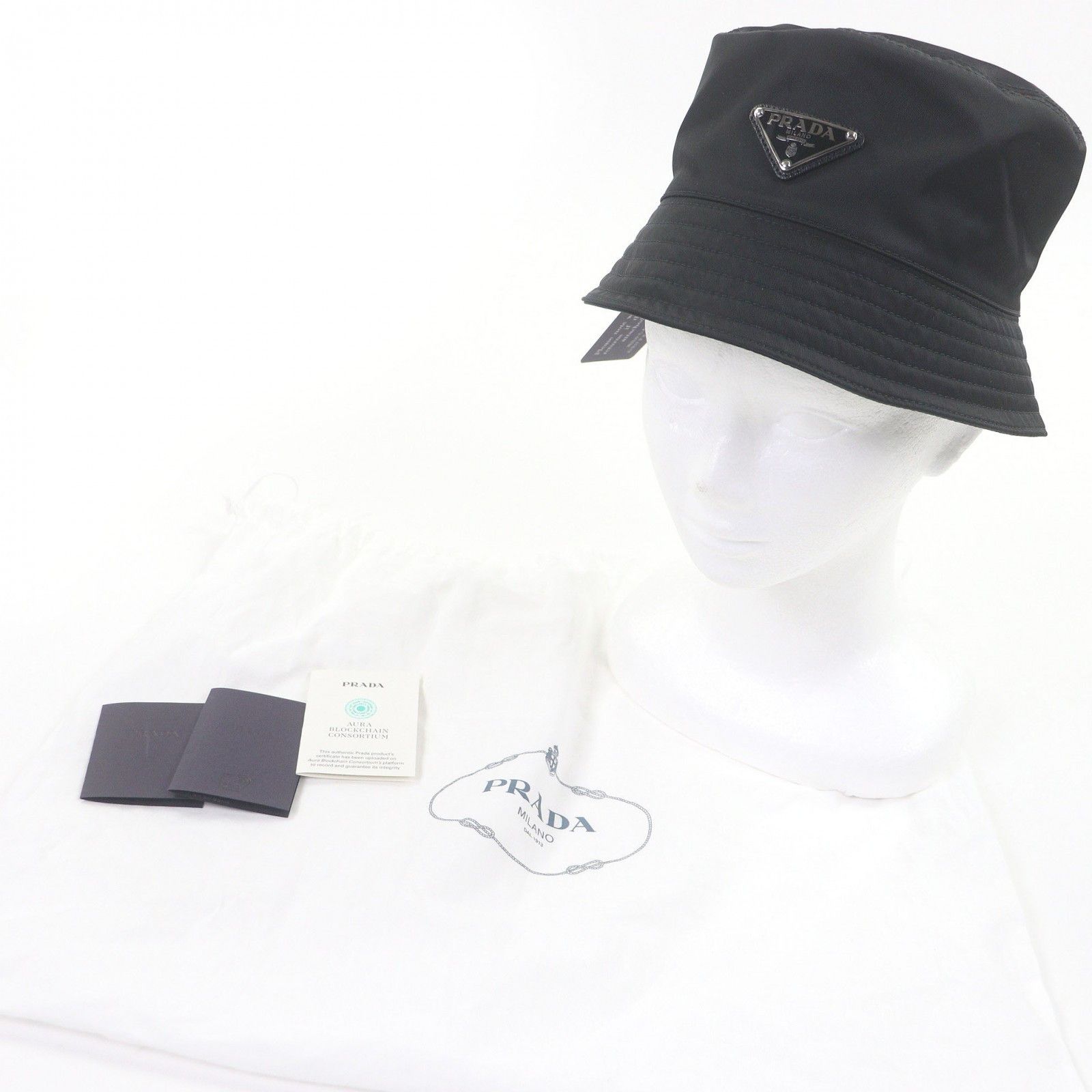 Prada Prada Prada Re-Nylon Triangle Logo Bucket Hat Textile Hats DUTY FREE for USA Size ONE SIZE - 2 Thumbnail