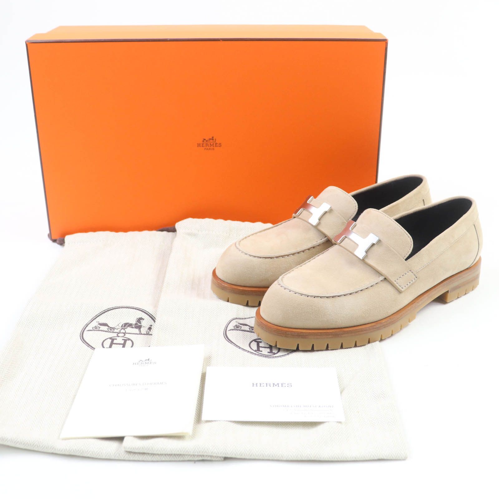 Hermes Hermes Hermès Faubourg H logo Metal Suede Loafers Leather Shoes DUTY FREE for USA Size ONE SIZE - 2 Thumbnail
