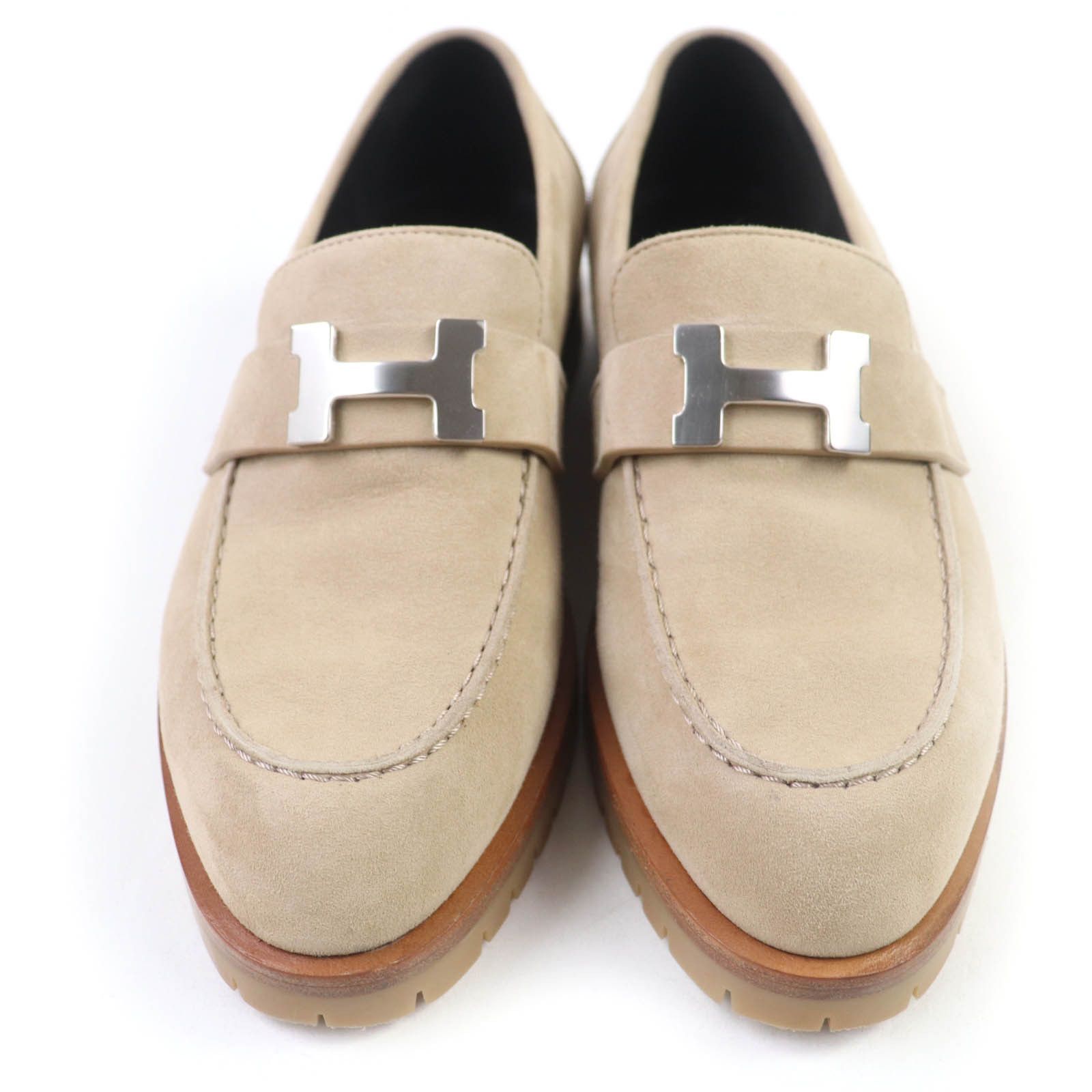 Hermes Hermes Hermès Faubourg H logo Metal Suede Loafers Leather Shoes DUTY FREE for USA Size ONE SIZE - 4 Thumbnail