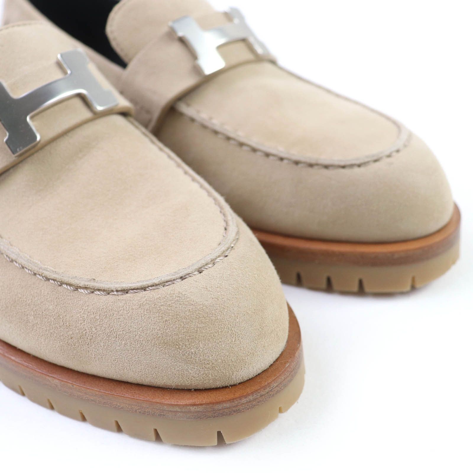 Hermes Hermes Hermès Faubourg H logo Metal Suede Loafers Leather Shoes DUTY FREE for USA Size ONE SIZE - 8 Thumbnail
