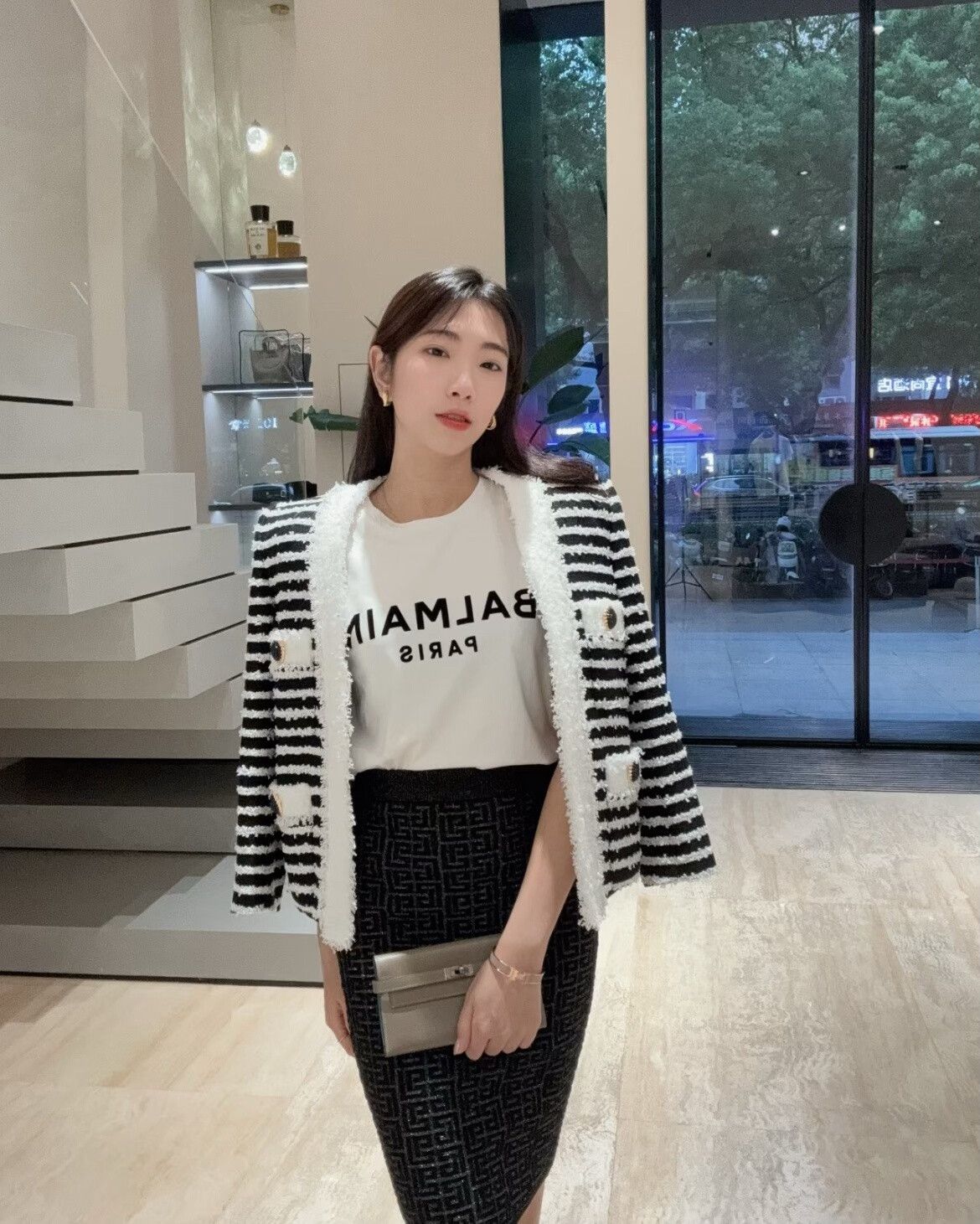 Balmain Balmain Black White Striped Tweed Jacket Size XS / US 0-2 / IT 36-38 - 9 Thumbnail