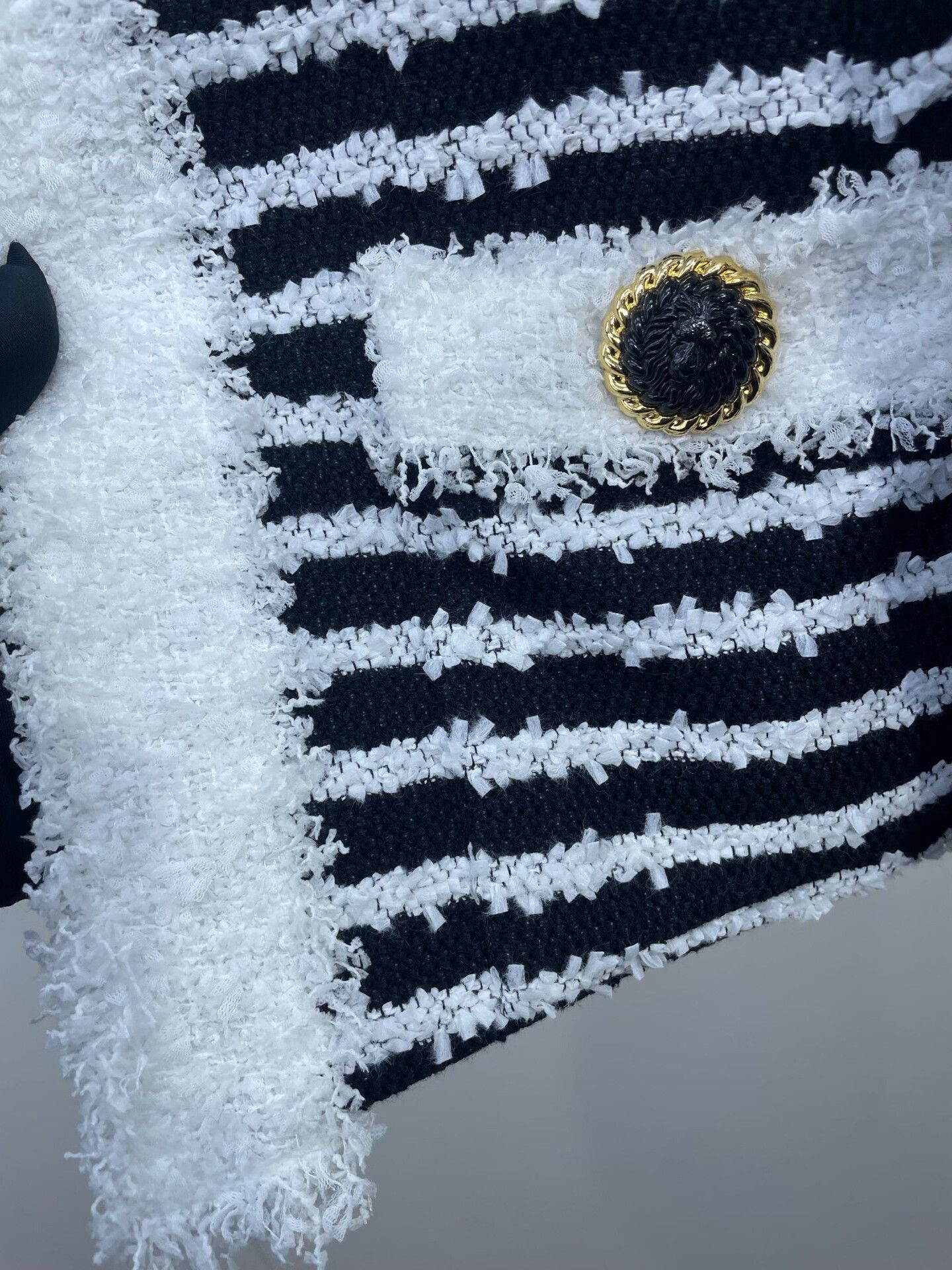 Balmain Balmain Black White Striped Tweed Jacket Size XS / US 0-2 / IT 36-38 - 3 Thumbnail
