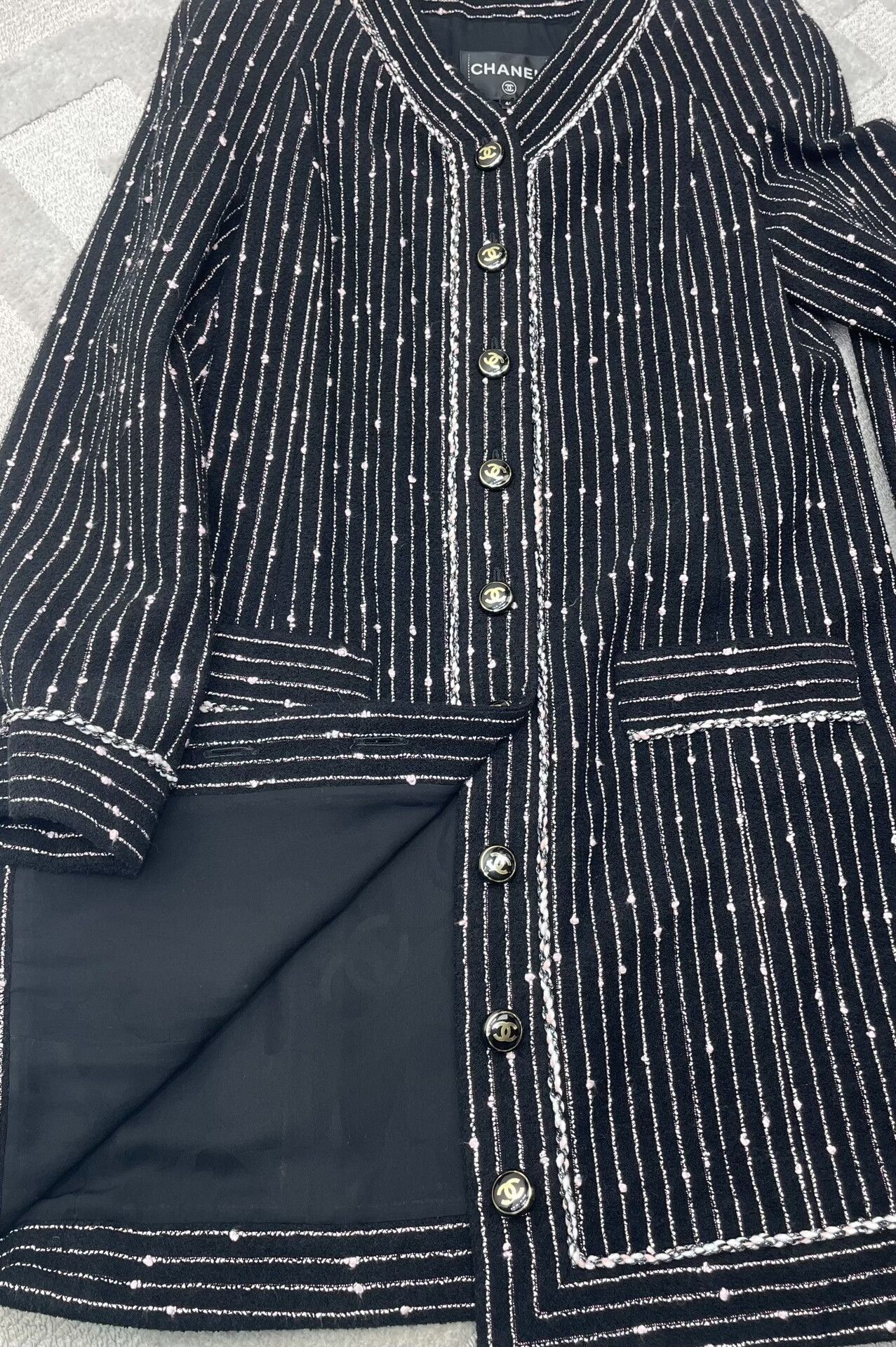Chanel Chanel Striped Tweed Long Coat Size S / US 4 / IT 40 - 5 Thumbnail