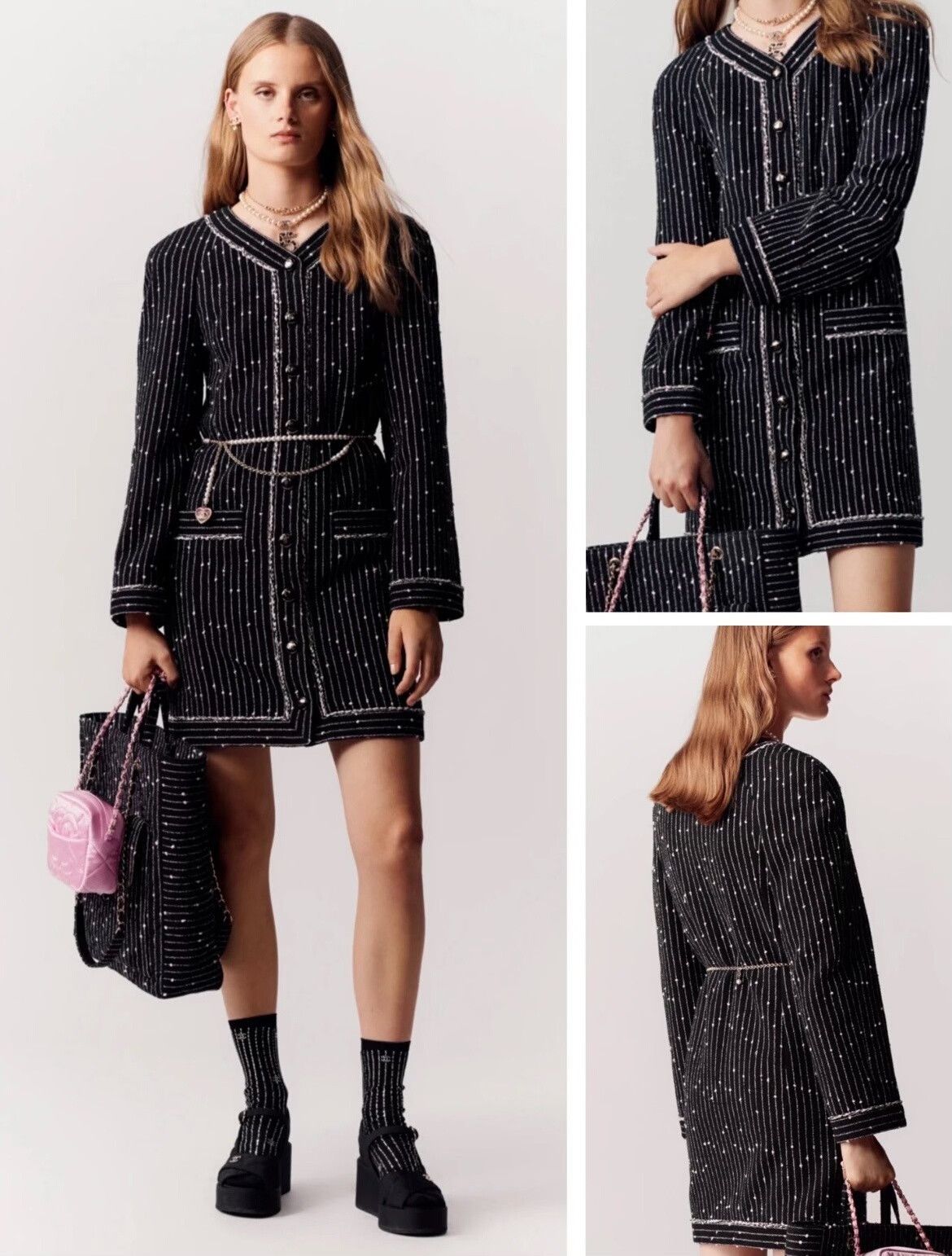 Chanel Chanel Striped Tweed Long Coat Size S / US 4 / IT 40 - 7 Thumbnail