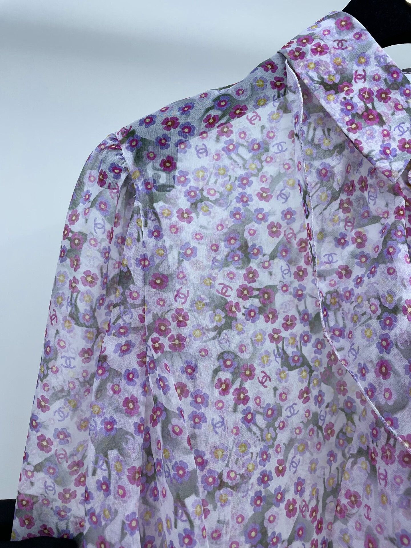 Chanel Chanel 25P Floral Ruffled Silk Shirt Size XXS / US 00 / IT 34 - 5 Thumbnail