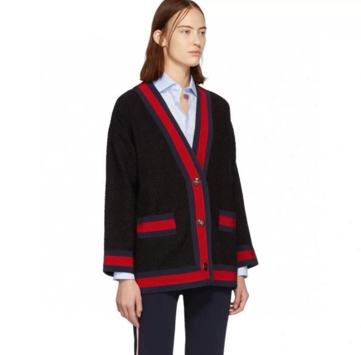 Gucci Gucci Red Blue Trim Cardigan Size S / US 4 / IT 40 - 7 Thumbnail