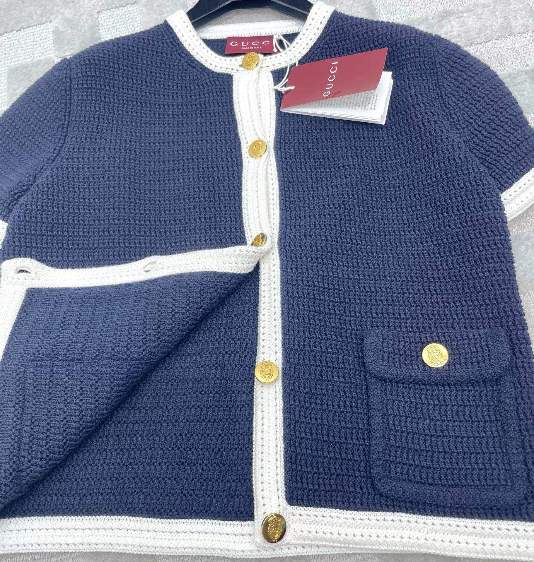 Gucci Gucci Navy Blue Knit Short-Sleeve Cardigan Size S / US 4 / IT 40 - 5 Thumbnail