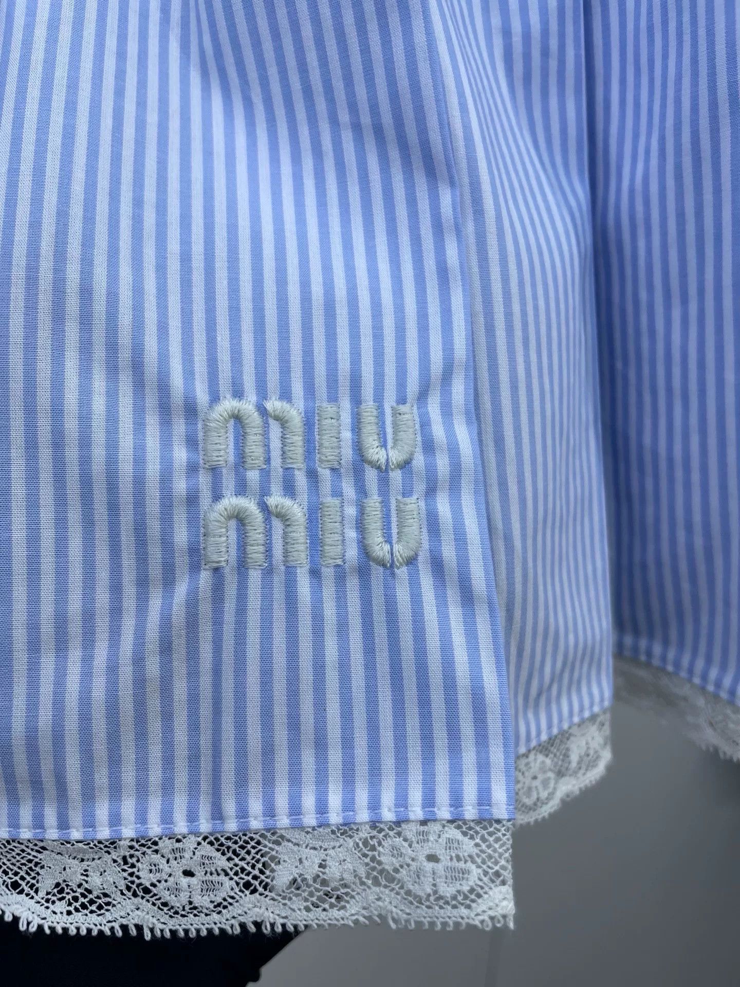 Miu Miu Miu Miu Lace Stripe Pleated Skirt Size 40" / US 18 - 4 Thumbnail