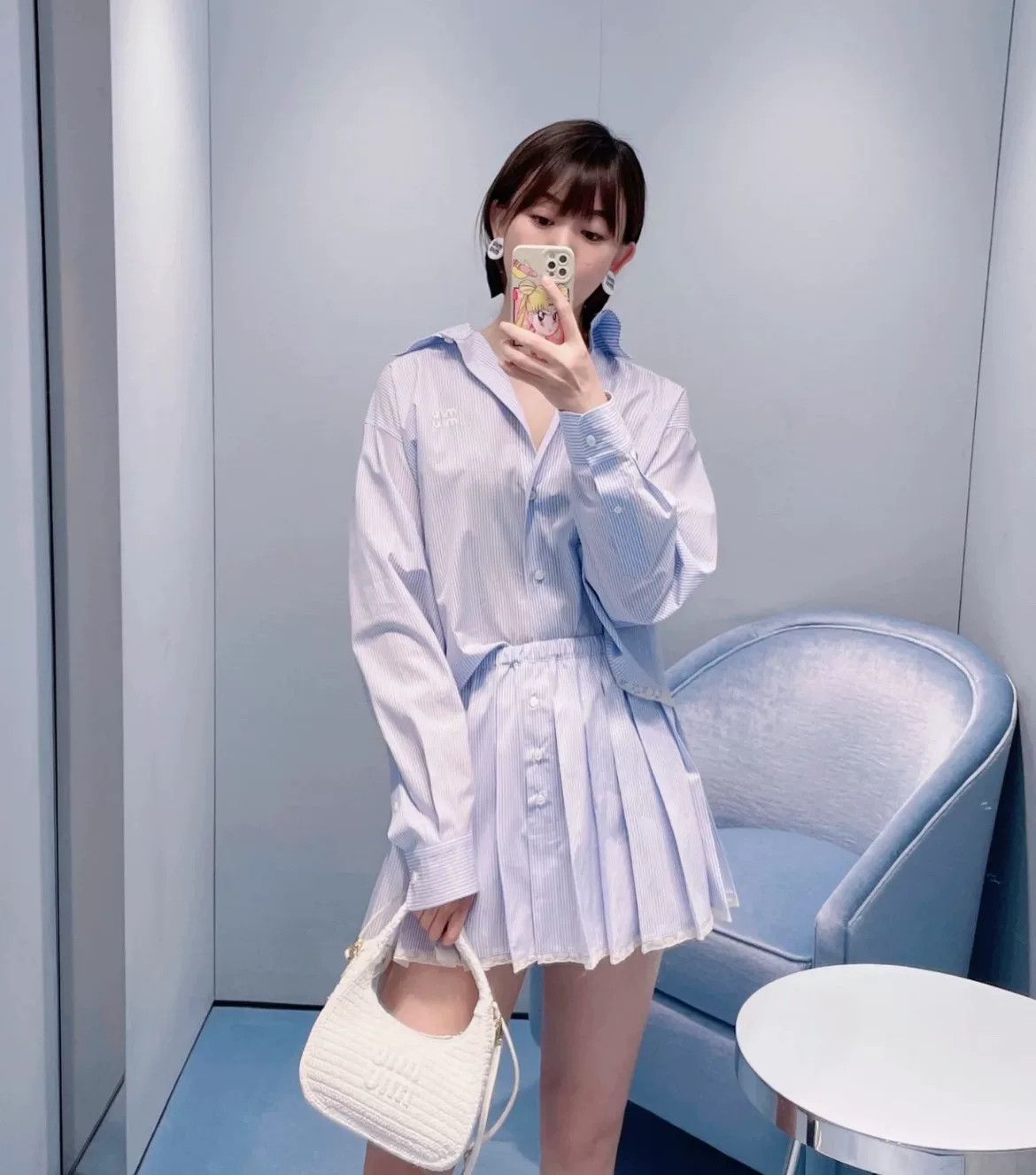 Miu Miu Miu Miu Lace Stripe Pleated Skirt Size 40" / US 18 - 6 Thumbnail
