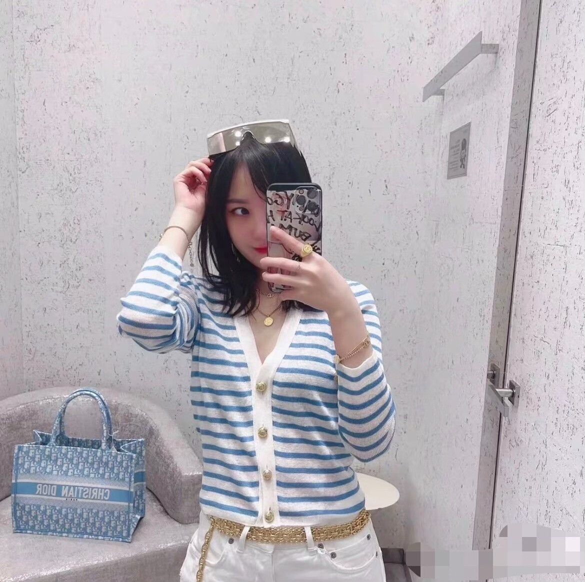 Dior Dior Blue White Striped Knit Cardigan Size XS / US 0-2 / IT 36-38 - 9 Thumbnail