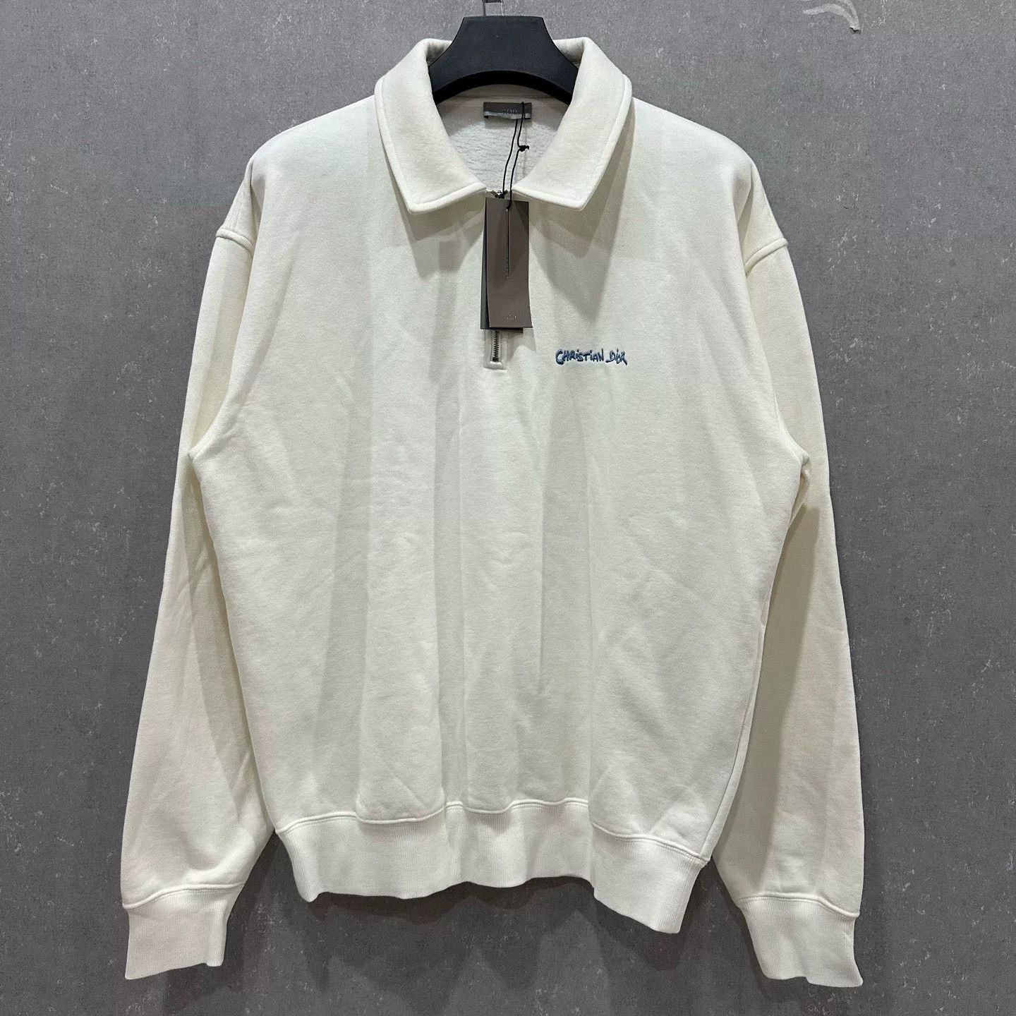 Dior Dior White Logo Embroidered Half-Zip Sweatshirt Size US M / EU 48-50 / 2 - 4 Thumbnail
