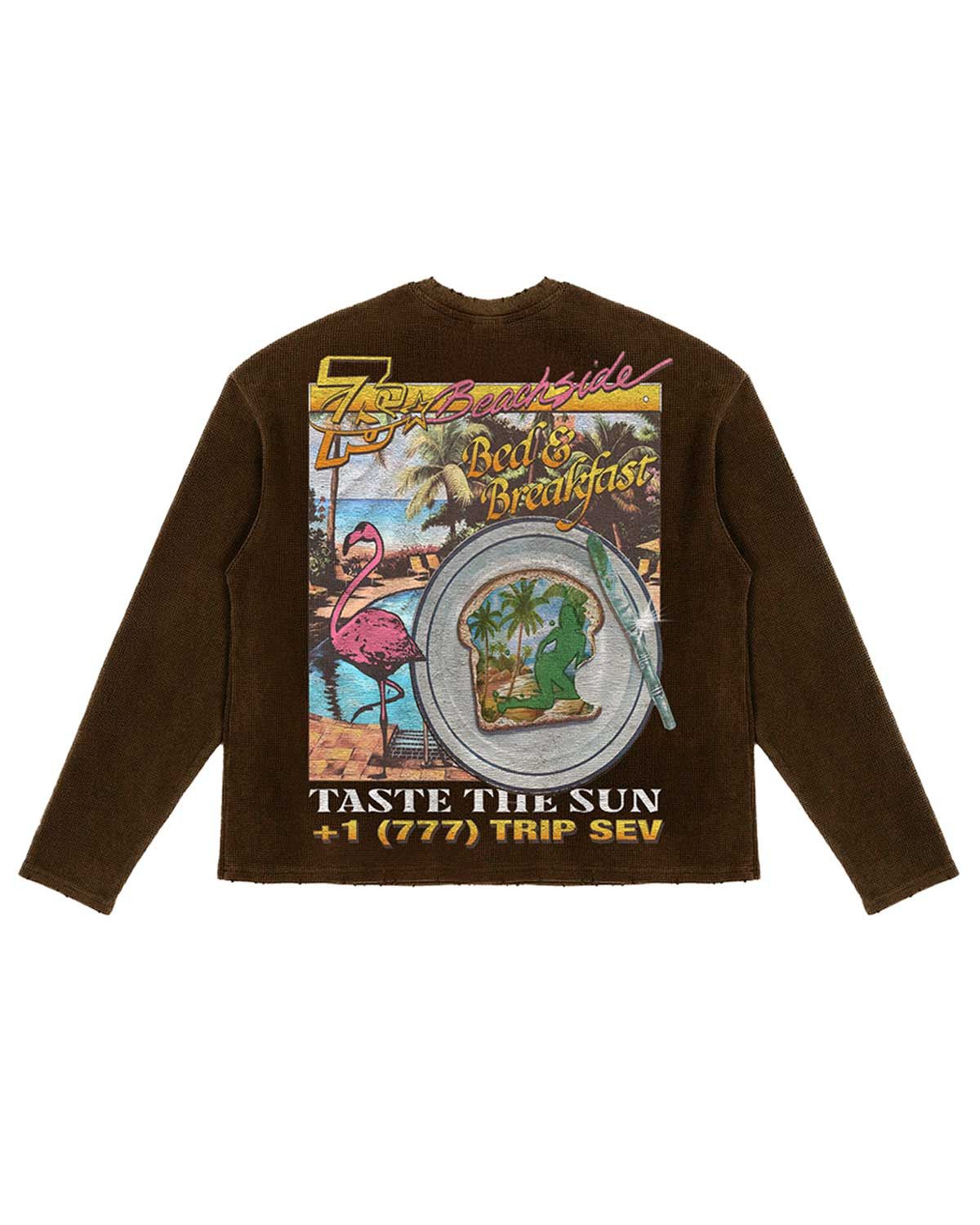 TRIPLE SEVENS Weekend Getaway Waffle Knit L/S Tee Brown Size US XXL / EU 58 / 5 - 2 Thumbnail