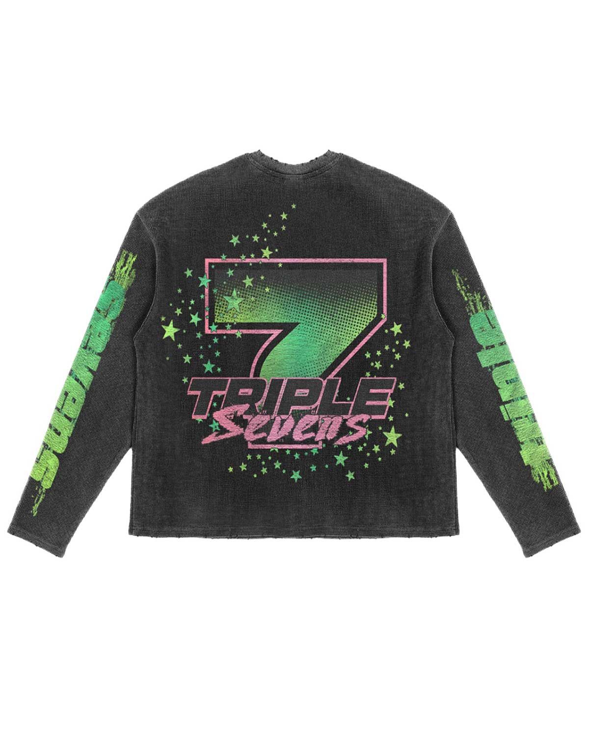 TRIPLE SEVENS ASV2 Waffle Knit L/S Tee Black/Green Size US L / EU 52-54 / 3 - 2 Thumbnail