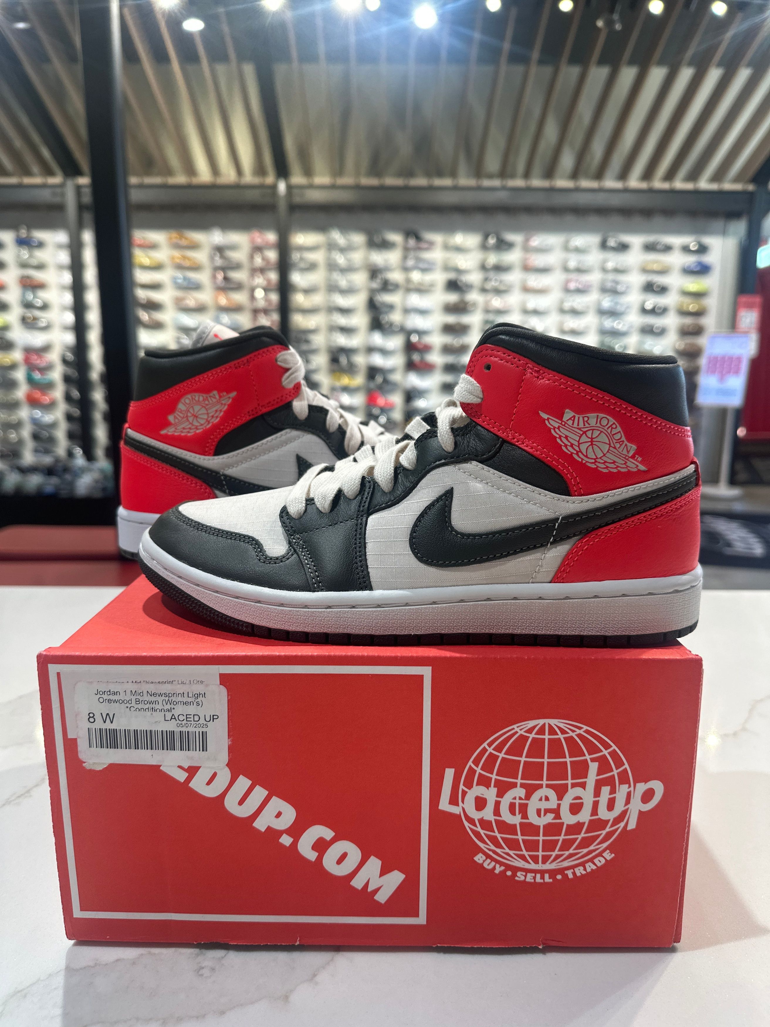 Jordan 1 Mid Newsprint Light Orewood Brown (Women's) *Condit